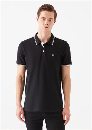 064164-900Mavi Polo  Siyah Erkek T-Shirt