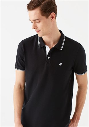 064164-900Mavi Polo  Siyah Erkek T-Shirt