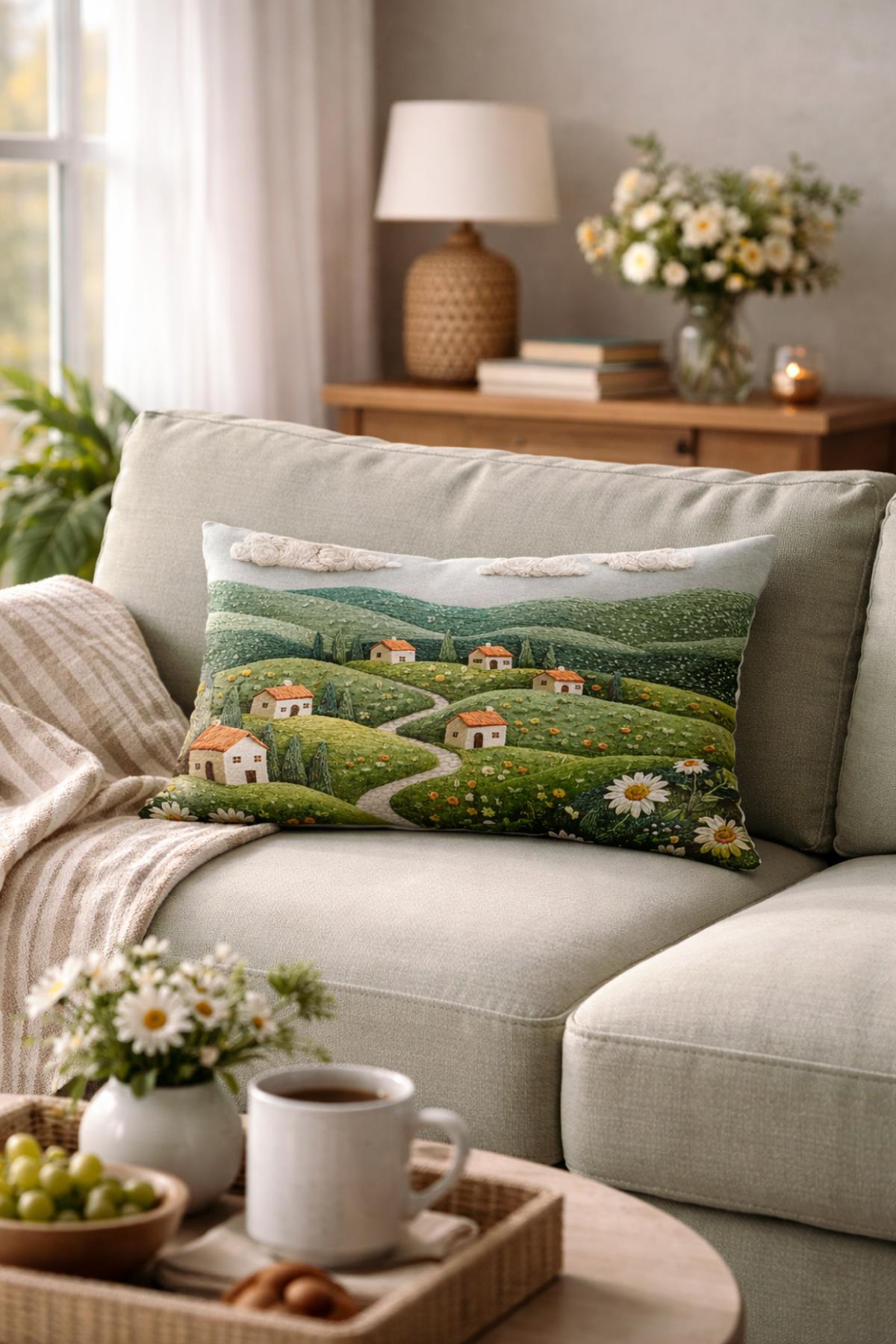 Arancione Co. Çift Tarafı Baskılı Dikdörtgen Kırlent Kılıfı 6AOD17