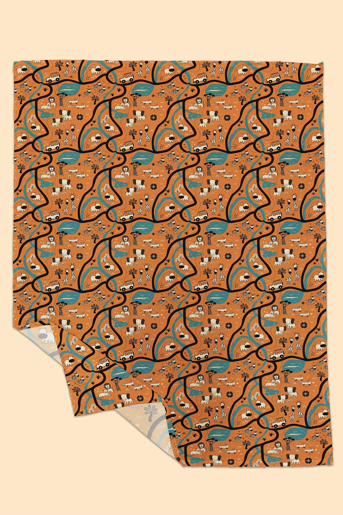 Arancione Co. Safari Tour Water Repellent, Yer/Mama Sandalyesi Altı, Aktivite, Yemek ve Oyun Örtüsü