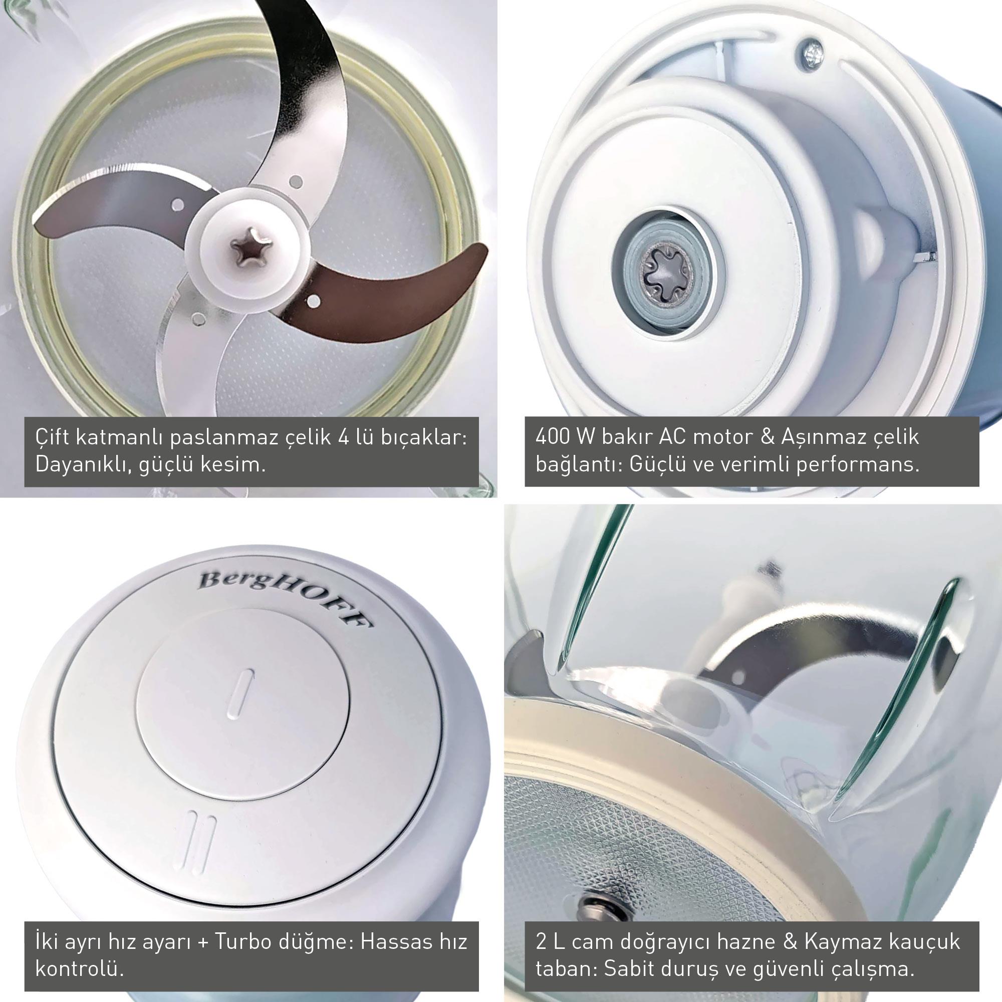 Berghoff Gem Retro Elektrikli Doğrayıcı Mint Yeşili 400 W