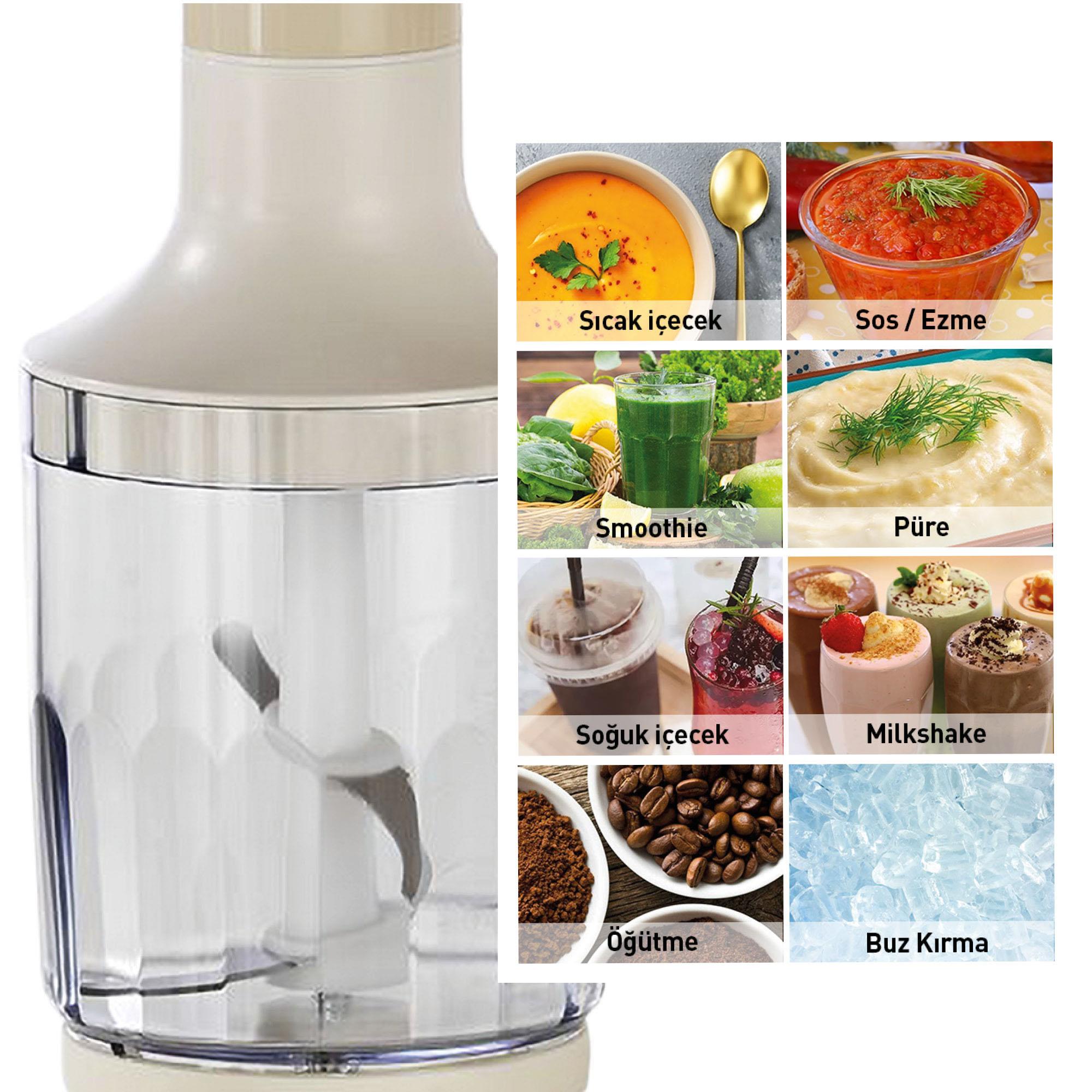 Berghoff Gem Retro Rengi El Blender Seti 1200 W Krem