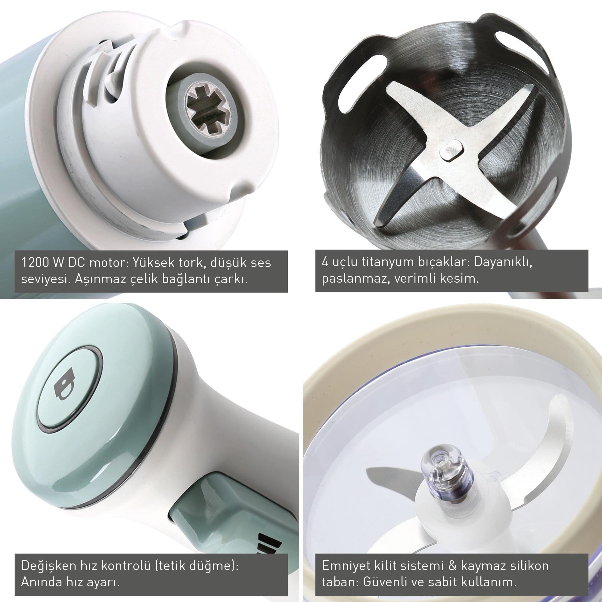 Berghoff Gem Retro Rengi El Blender Seti 1200 W Krem