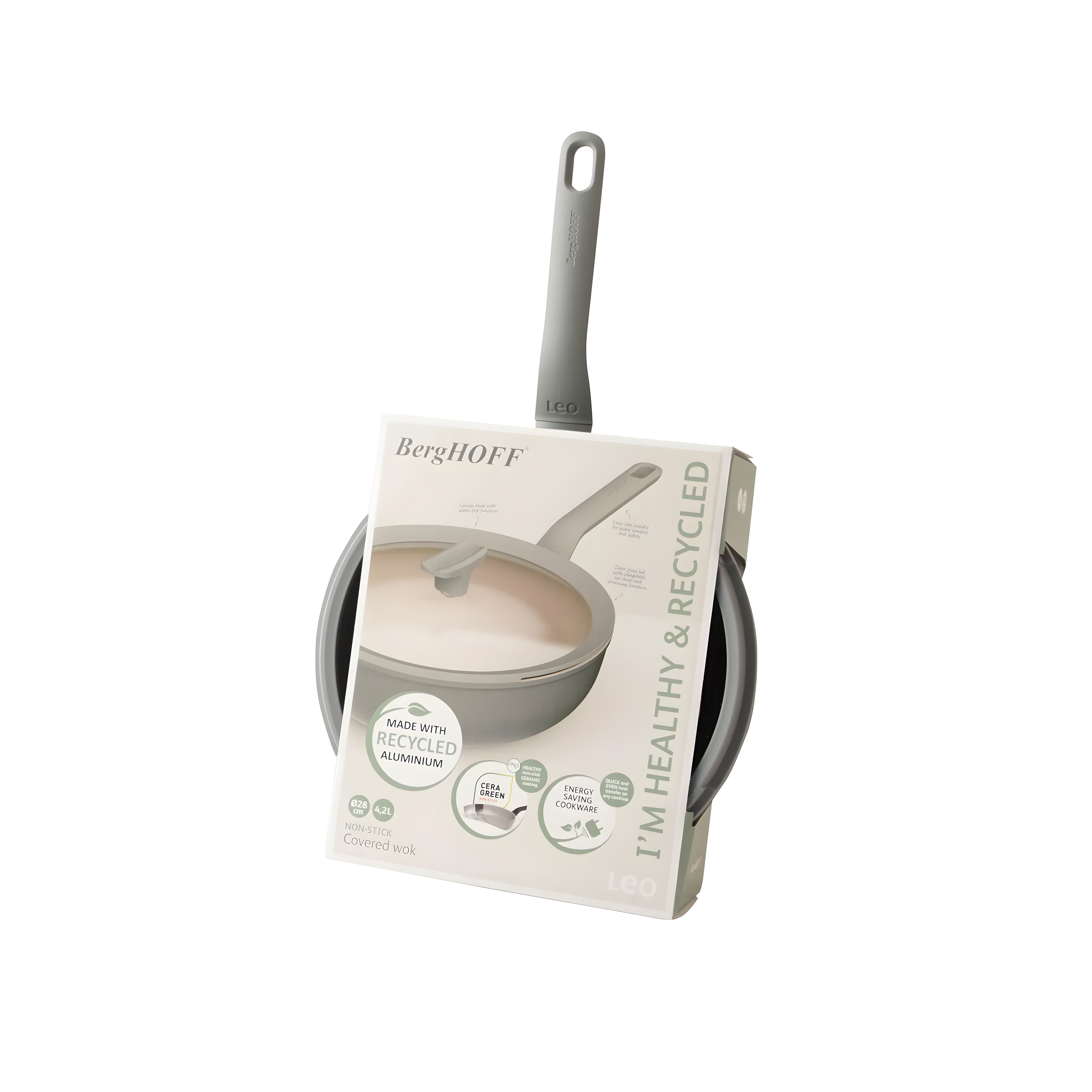 Berghoff Balance Moonmist Kapaklı Wok Tava 28 cm