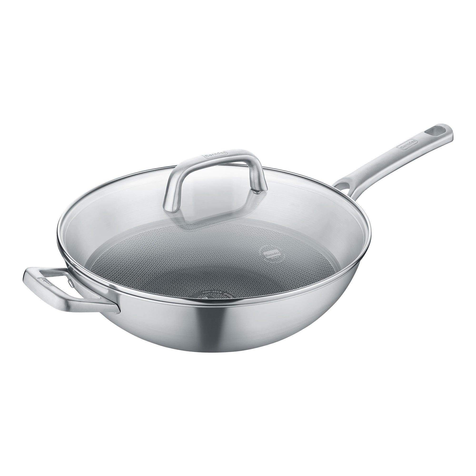Berndes Tricion Pro Paslanmaz Çelik Wok Tava Kapaklı 32 Cm
