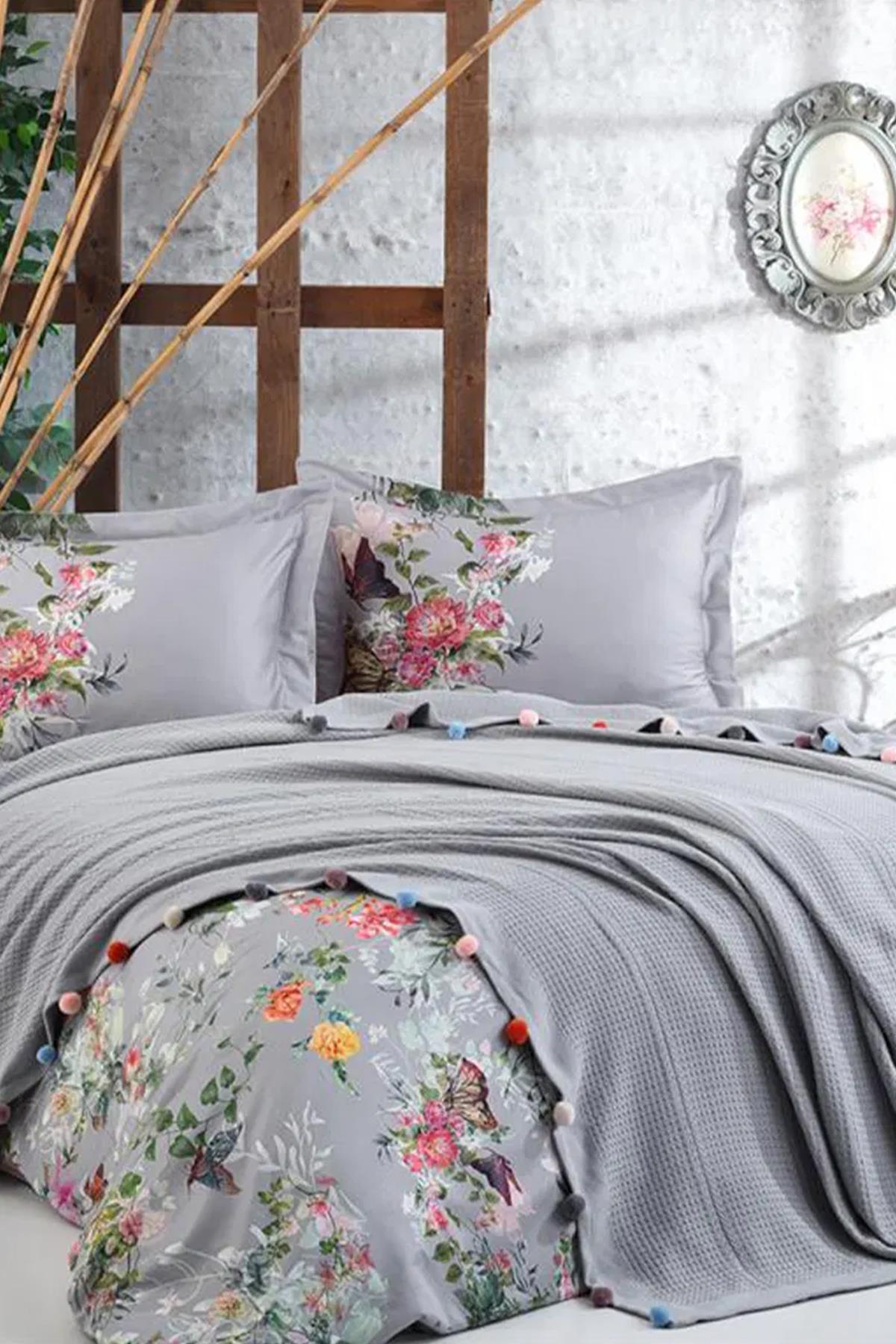 Dantela Vita Violet Ponponlu Pike Takımı Antrasit