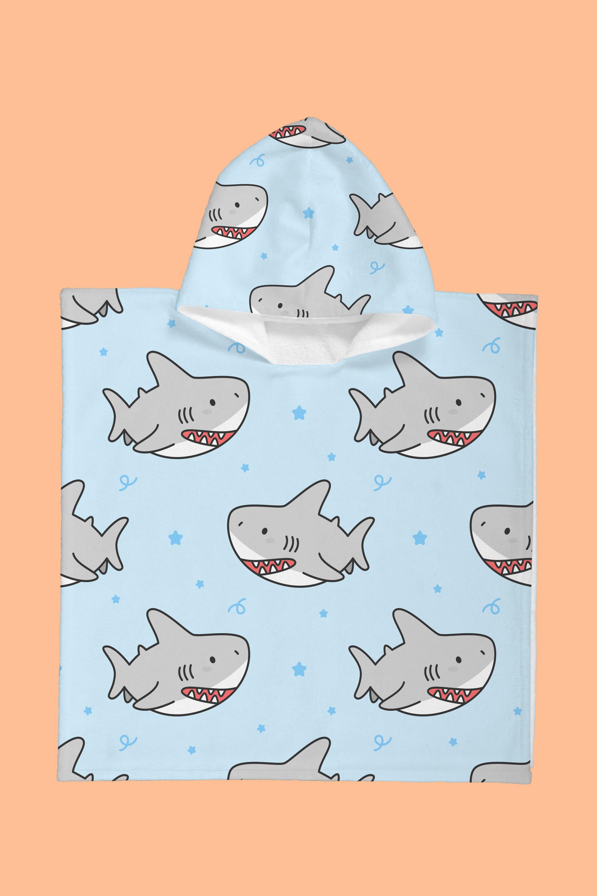 Evdek Baby Shark Çocuk Panço Plaj Havlusu