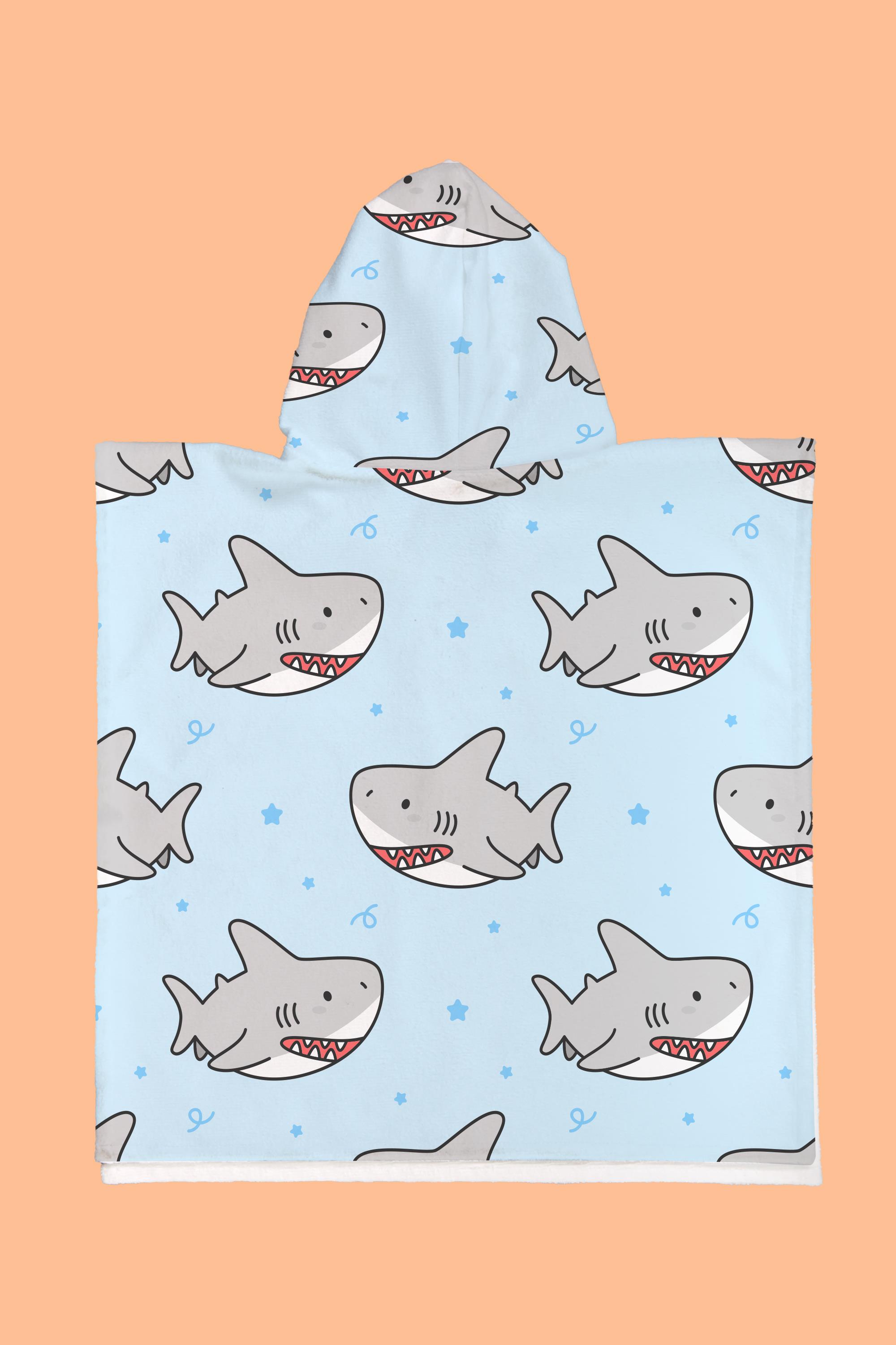 Evdek Baby Shark Çocuk Panço Plaj Havlusu