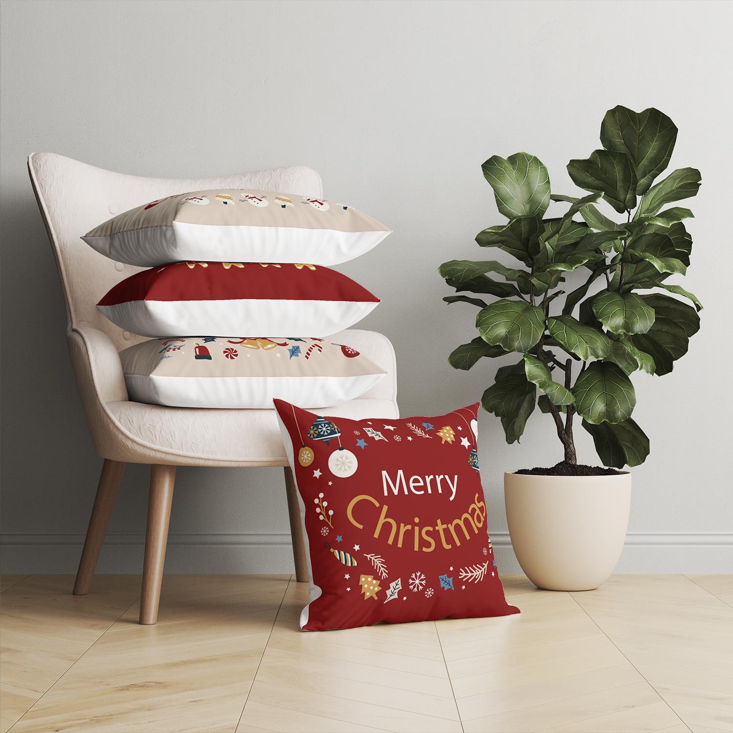 Evdek Christmas 4lü Kırlent Kılıf Ds27