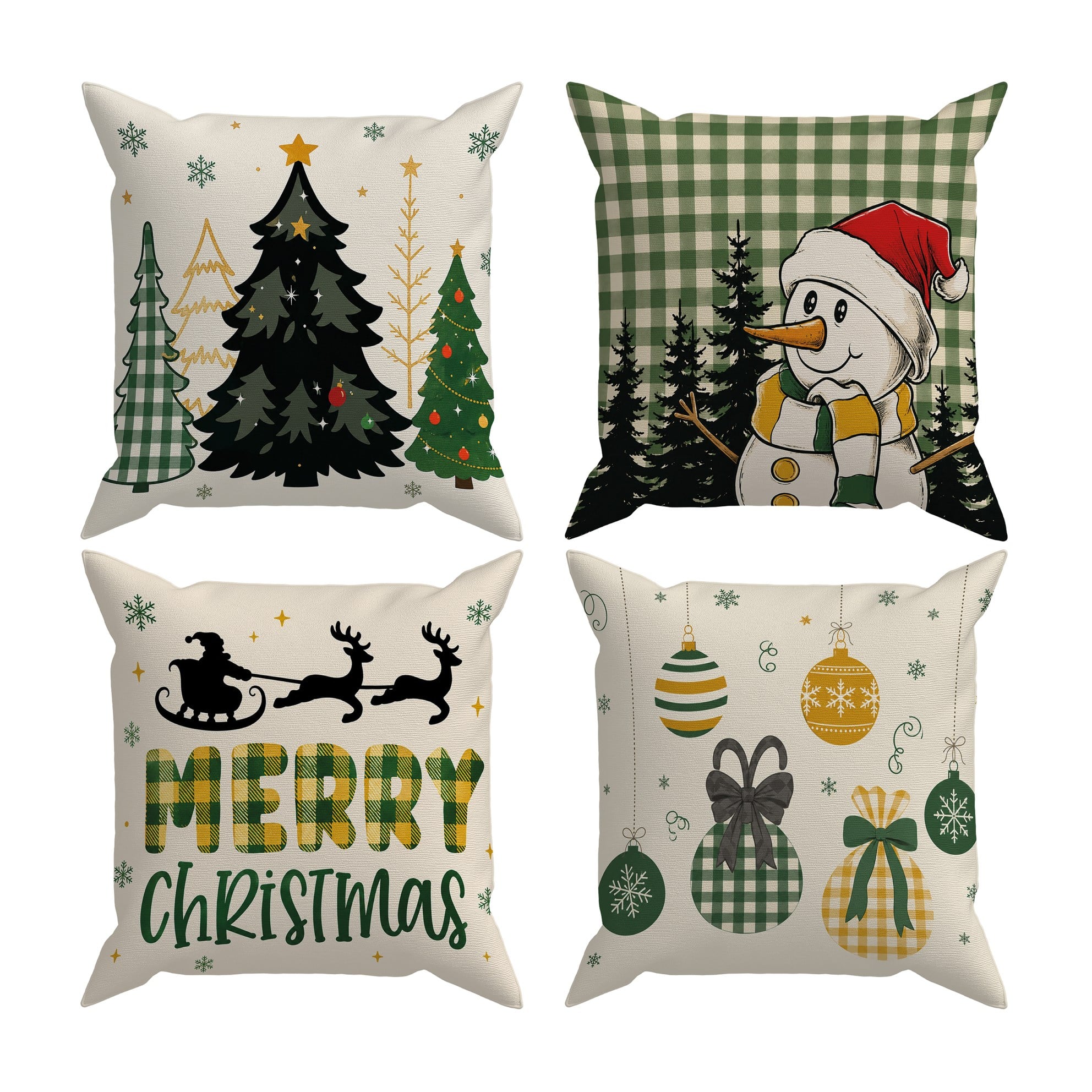 Evdek Christmas Çift Tarafı Baskılı 4’lü Kırlent Kılıfı 6ECHD9