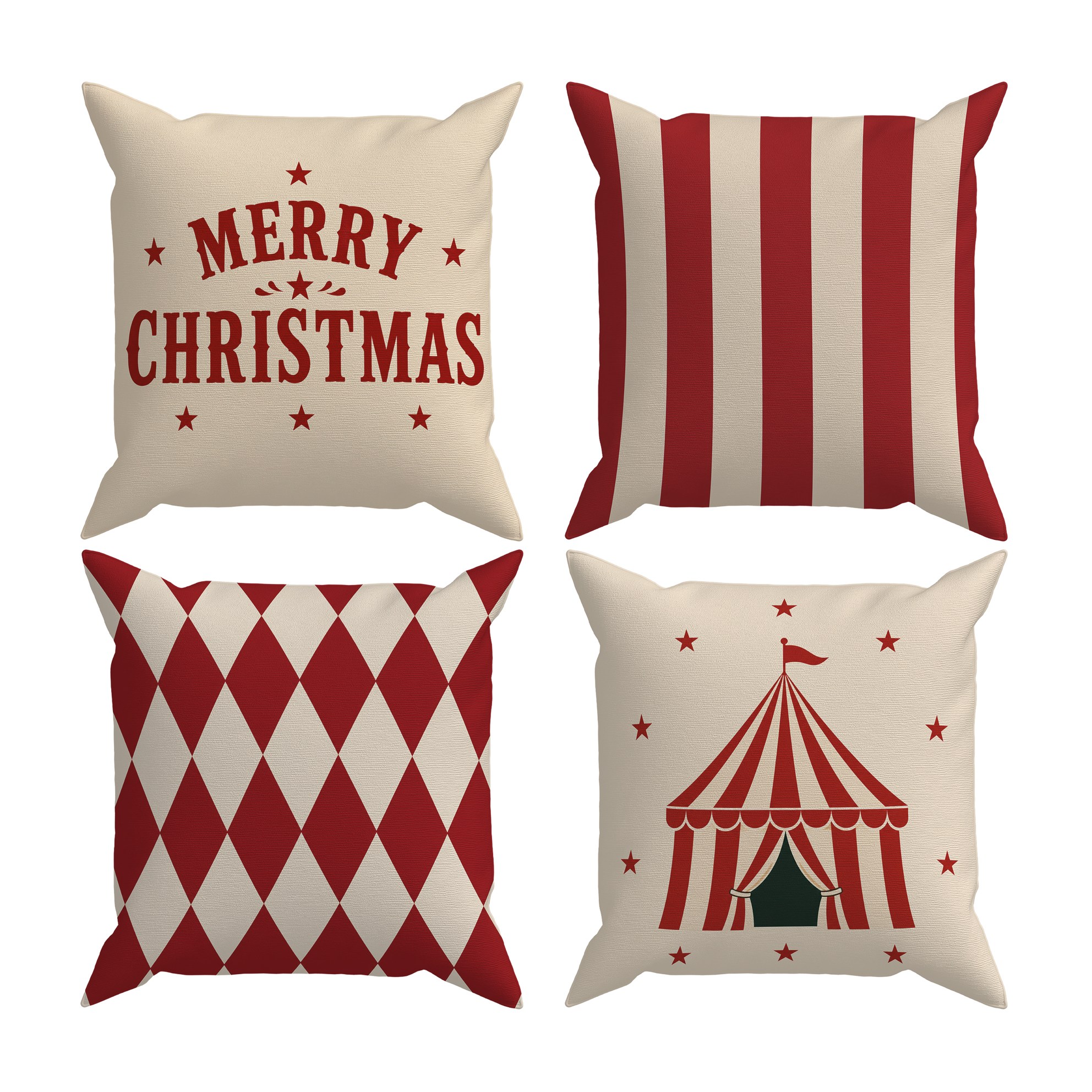 Evdek Christmas Çift Tarafı Baskılı 4’lü Kırlent Kılıfı 6ECHD7