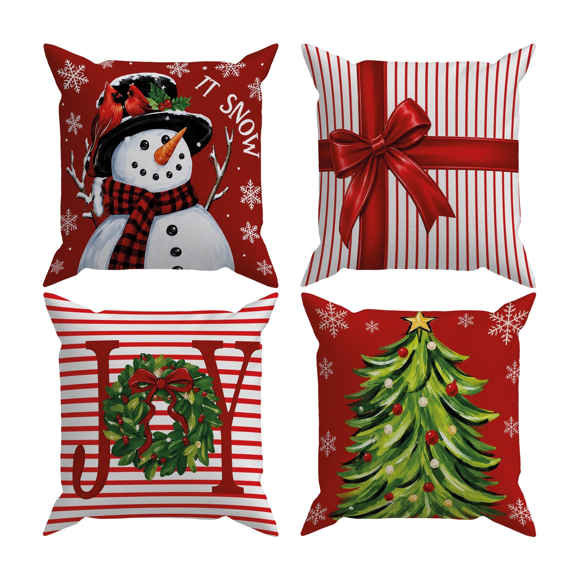 Evdek Christmas Çift Tarafı Baskılı 4’lü Kırlent Kılıfı 6ECHD6