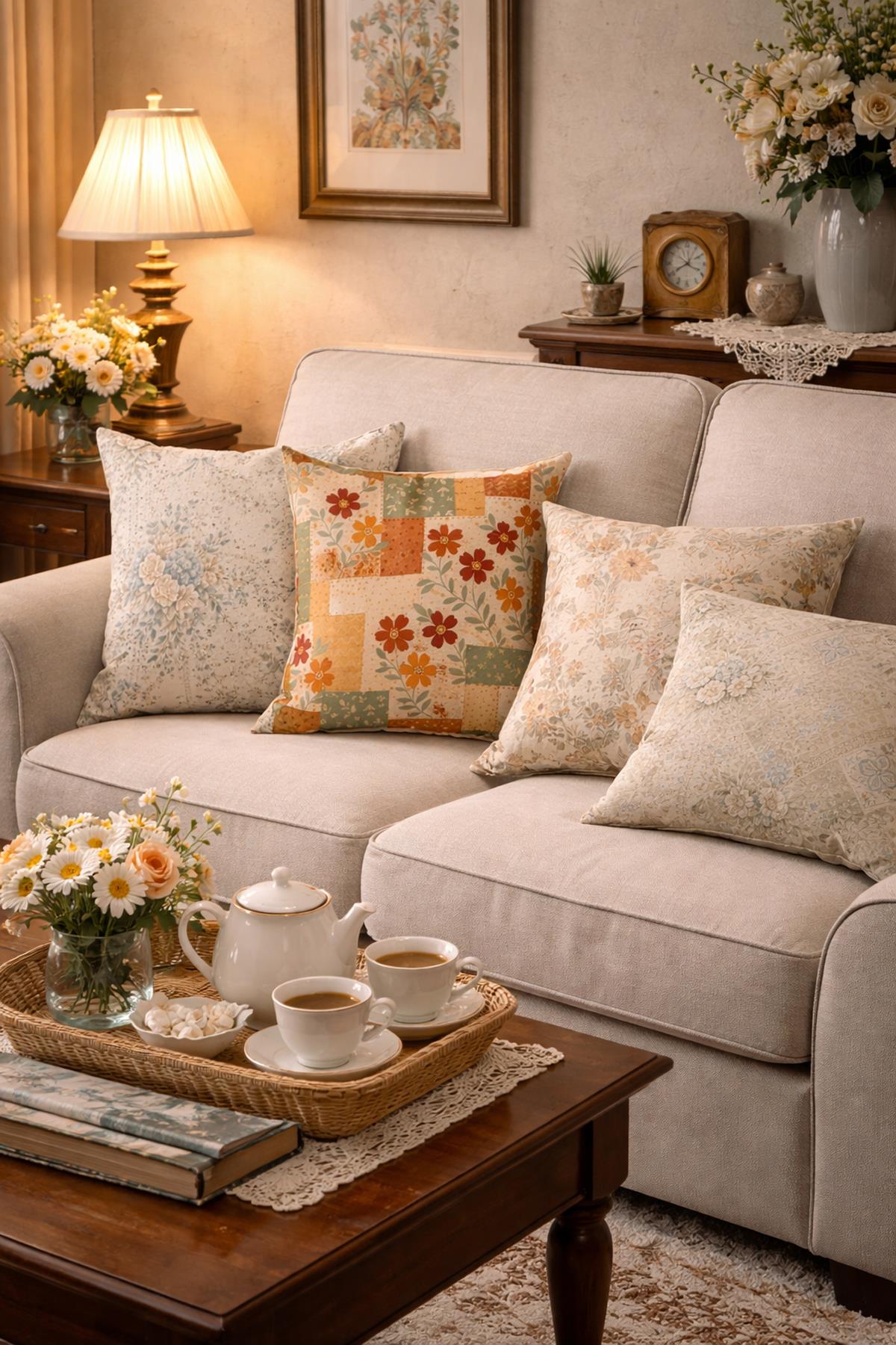 Evdek Çift Tarafı Baskılı 4’lü Kırlent Kılıfı 6EOD20