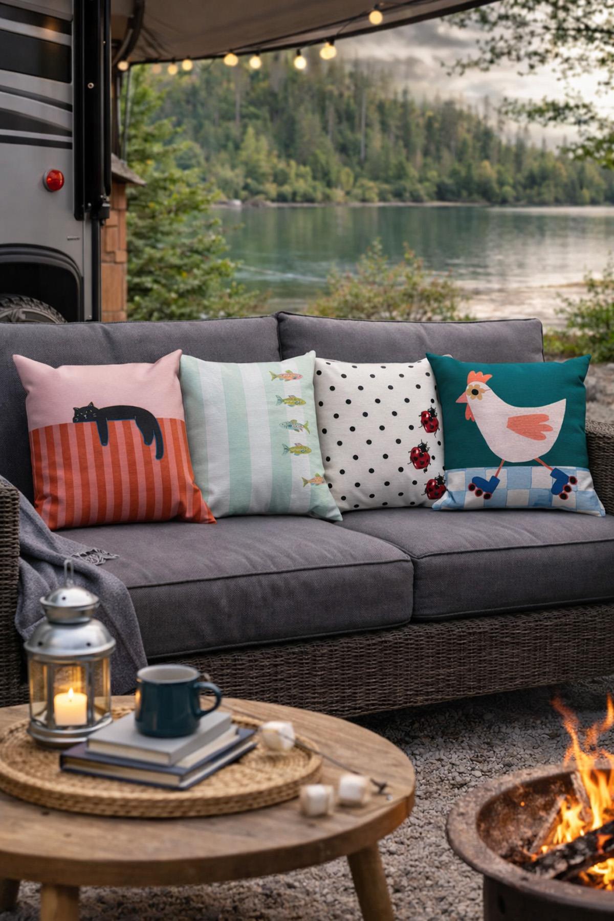 Evdek Çift Tarafı Baskılı 4’lü Kırlent Kılıfı 6EOD12