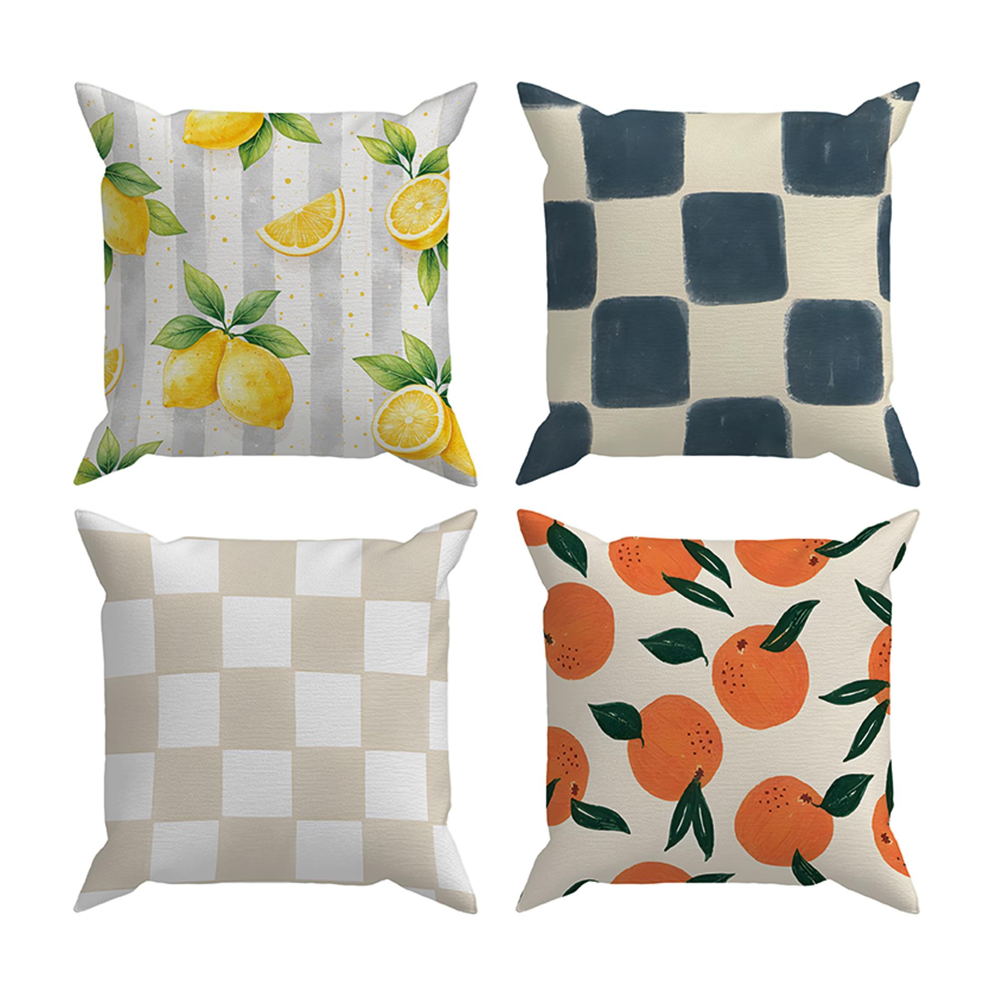 Evdek Çift Tarafı Baskılı 4’lü Kırlent Kılıfı 6EOD11