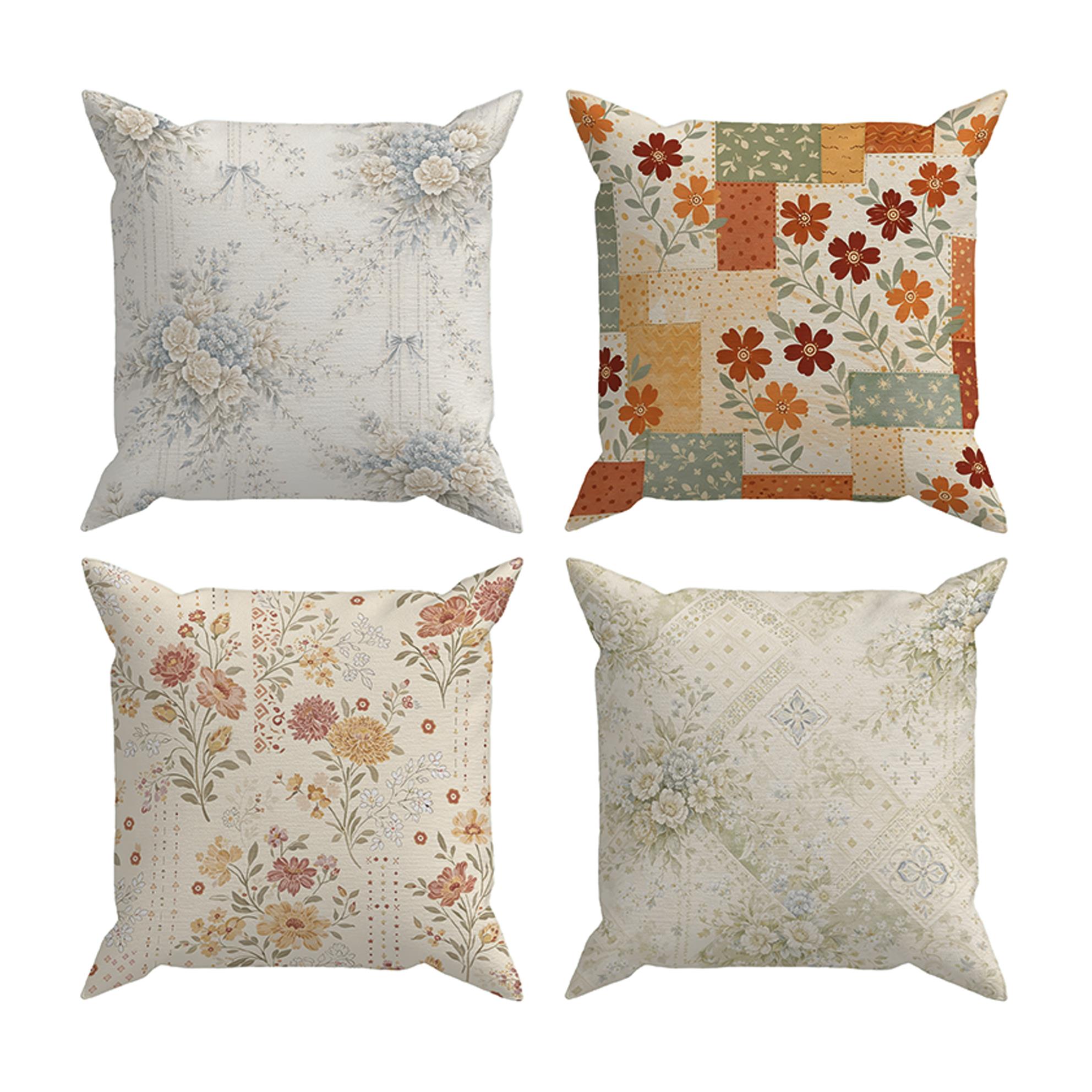 Evdek Çift Tarafı Baskılı 4’lü Kırlent Kılıfı 6EOD20