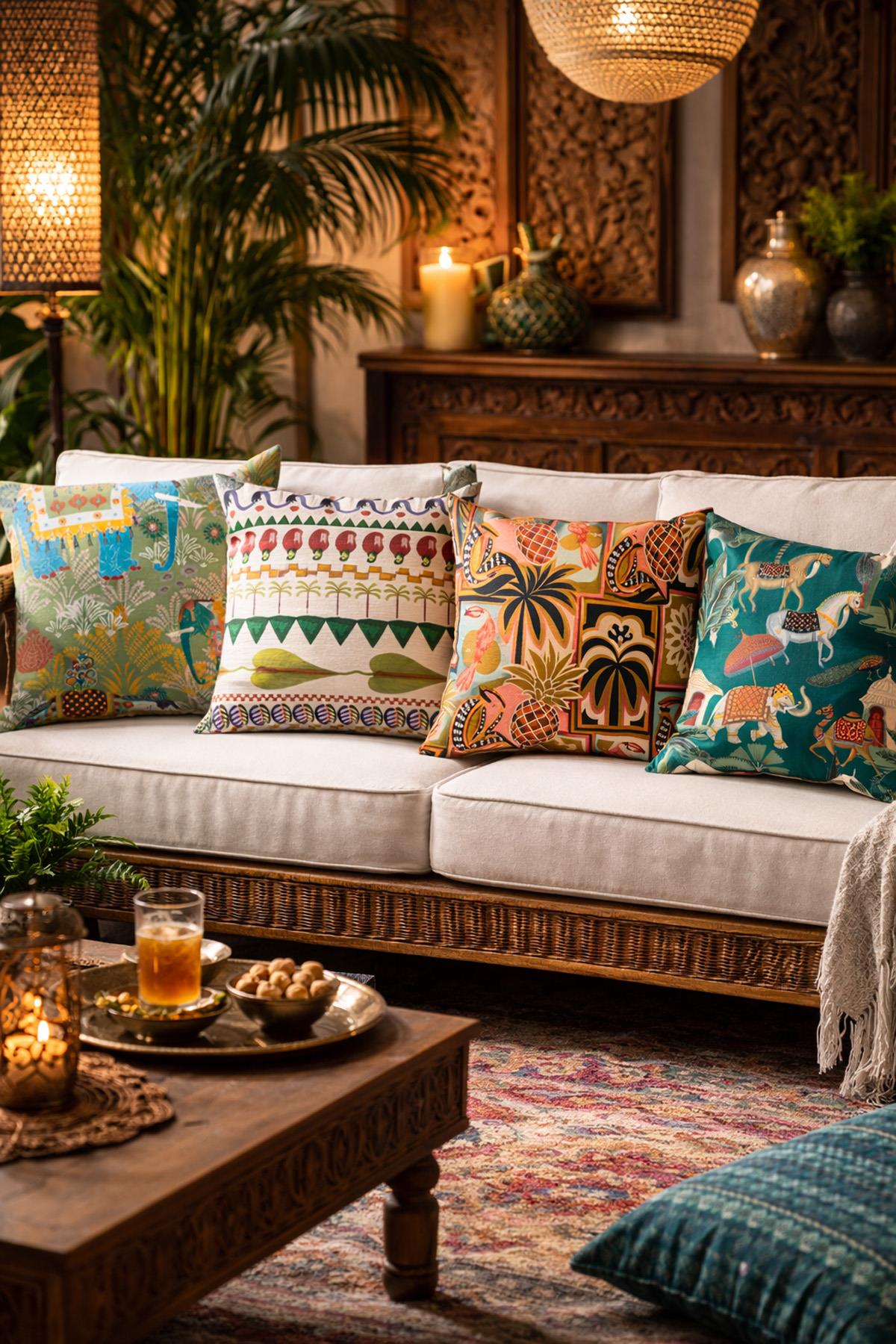 Evdek Çift Tarafı Baskılı 4’lü Kırlent Kılıfı 6EOD7