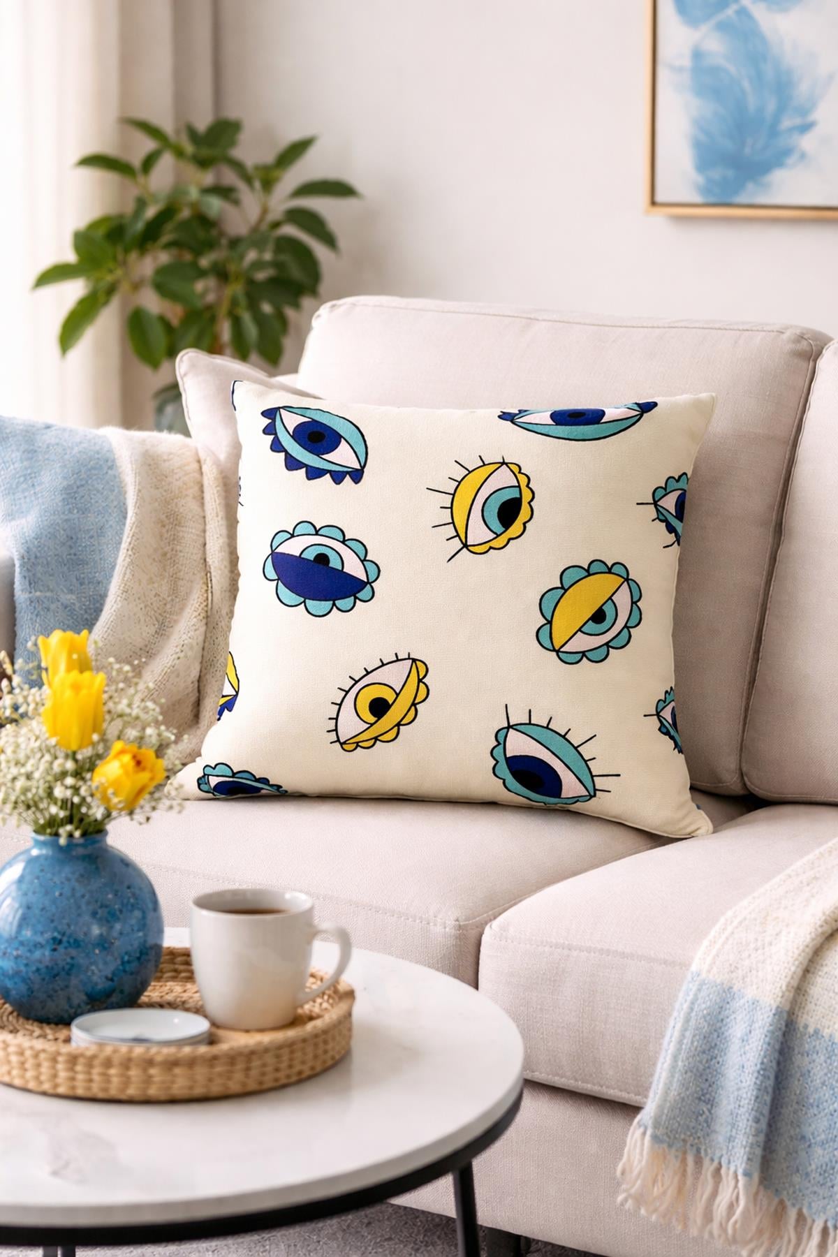 Evdek Çift Tarafı Baskılı Kırlent Kılıfı 6EBD2