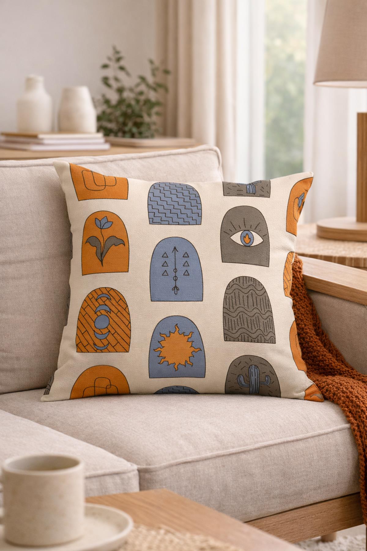 Evdek Çift Tarafı Baskılı Kırlent Kılıfı 6EBD31