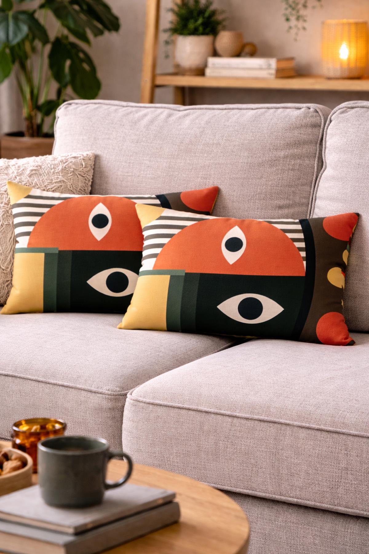 Evdek Çift Taraflı Dikdörtgen Kırlent Kılıf 2li Ds9