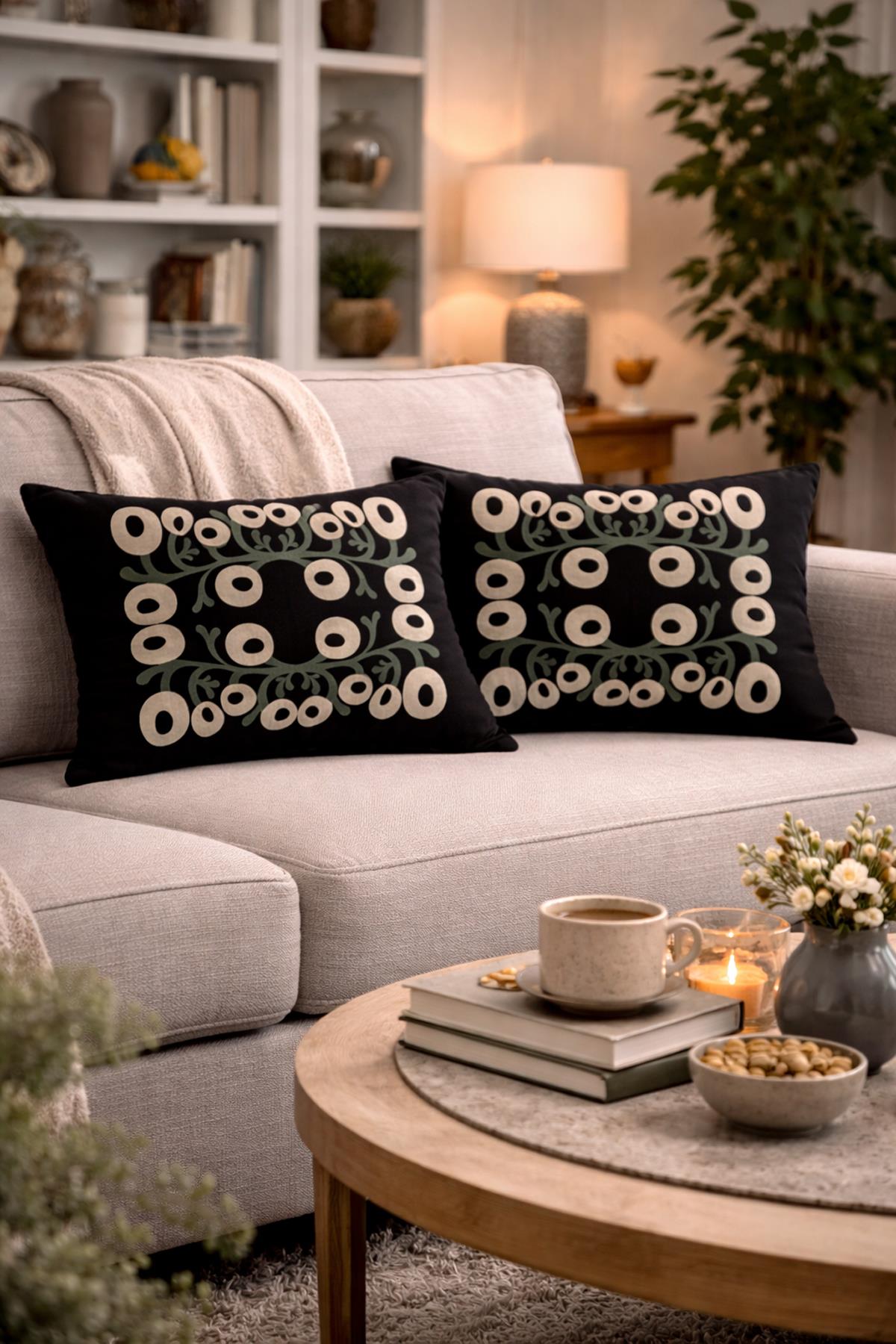 Evdek Çift Taraflı Dikdörtgen Kırlent Kılıf 2li Ds116