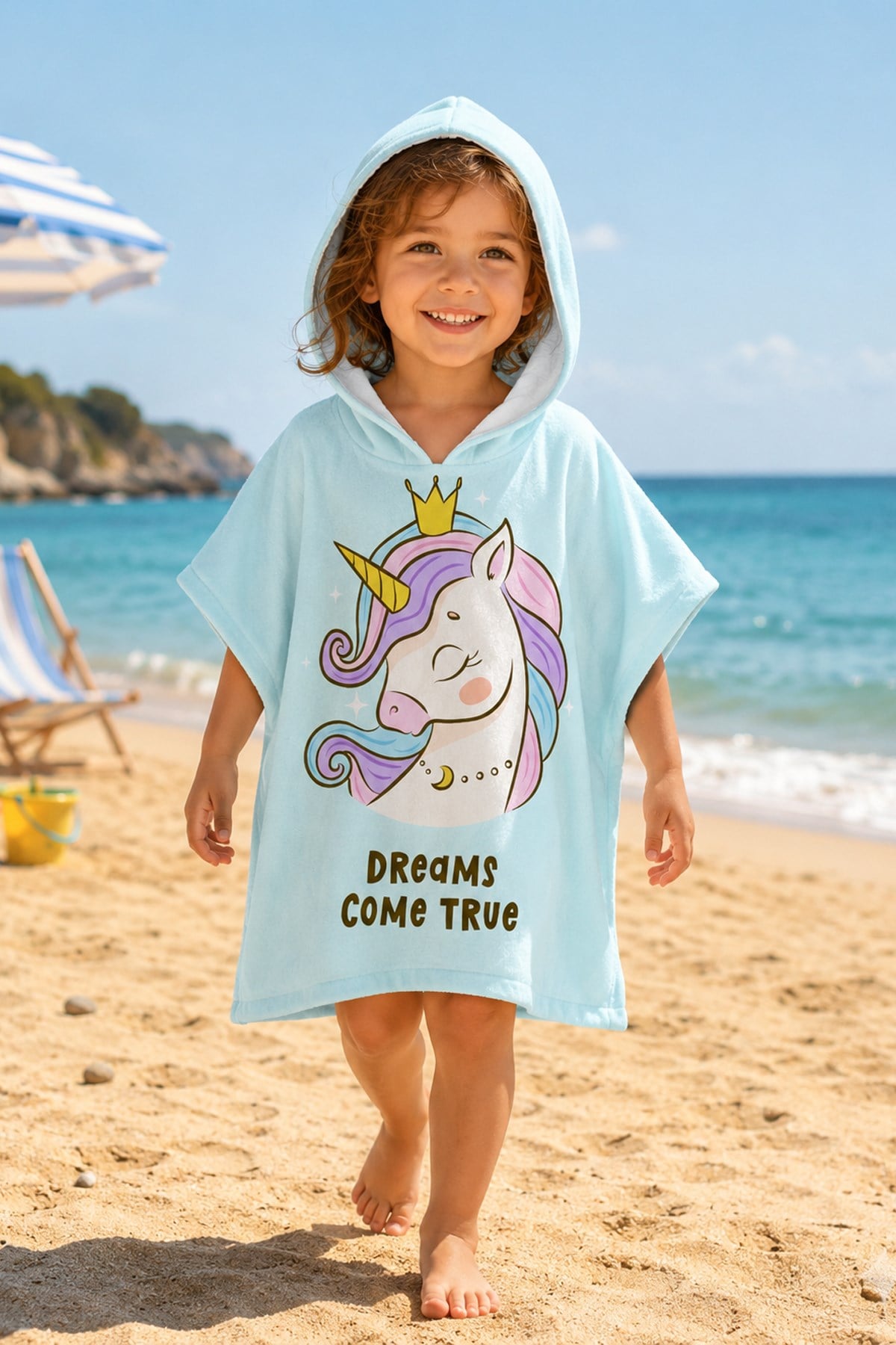 Evdek Dream Unicorn Çocuk Panço Plaj Havlusu
