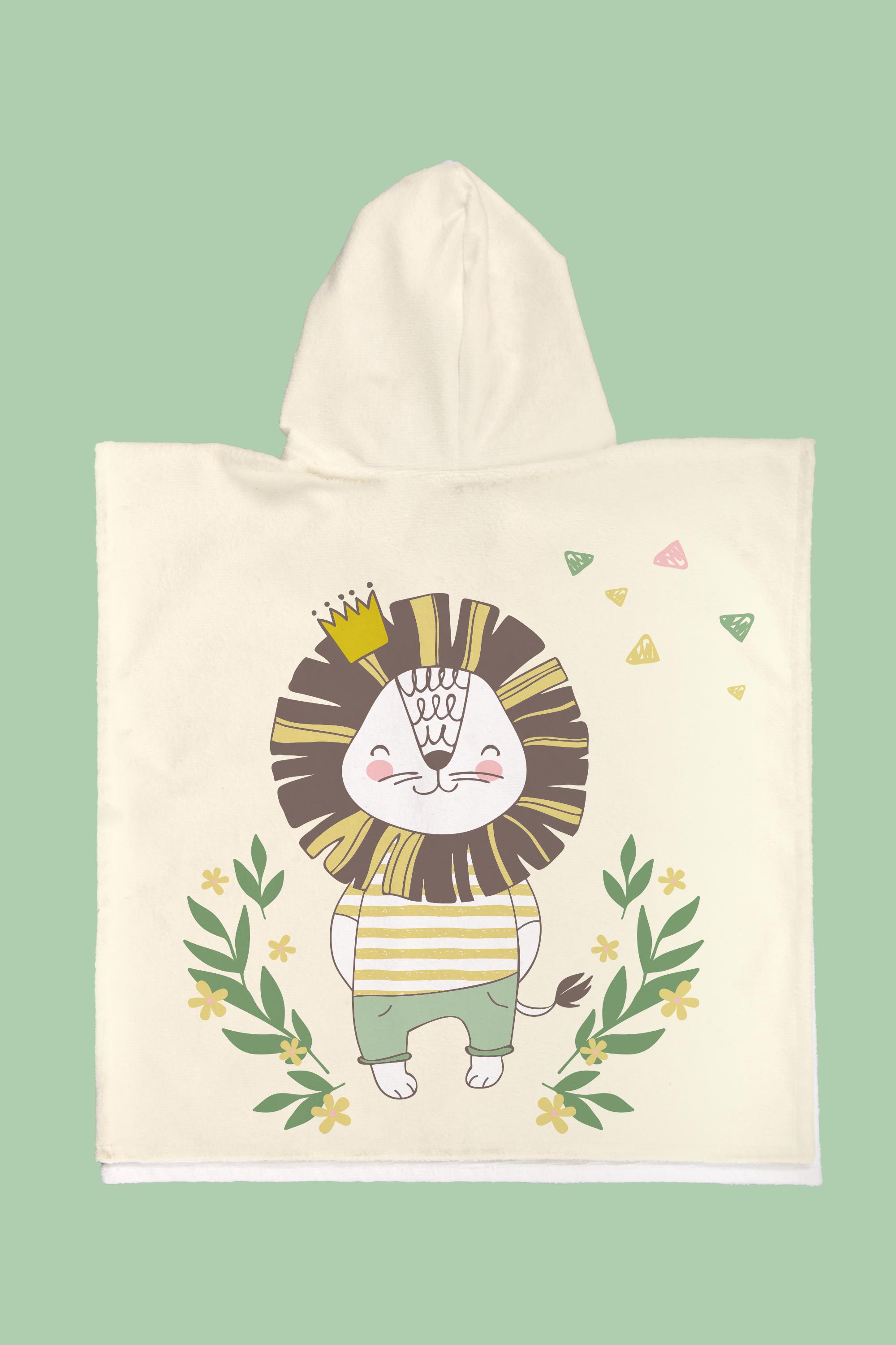 Evdek Lion Çocuk Panço Plaj Havlusu