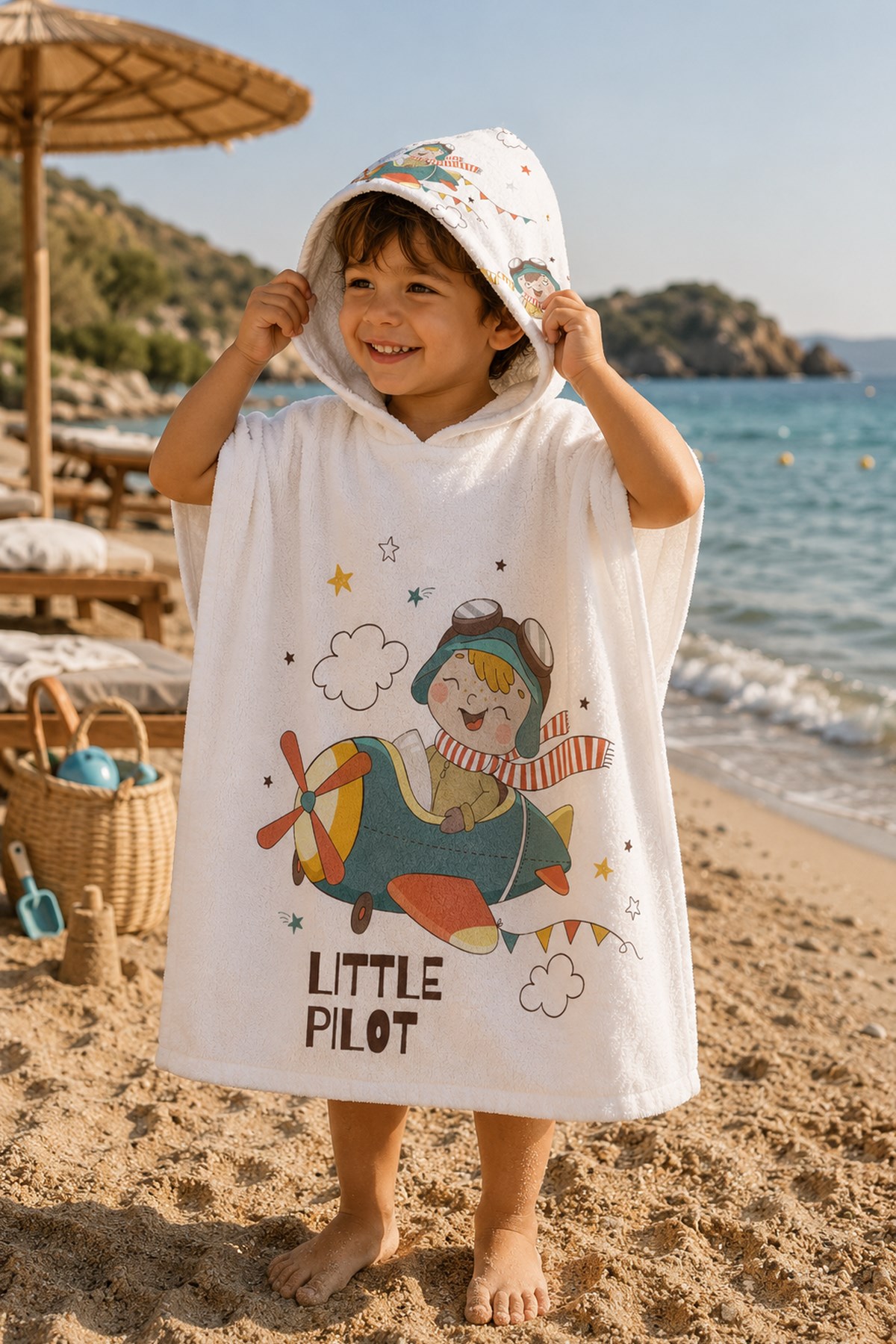 Evdek Little Pilot Çocuk Panço Plaj Havlusu