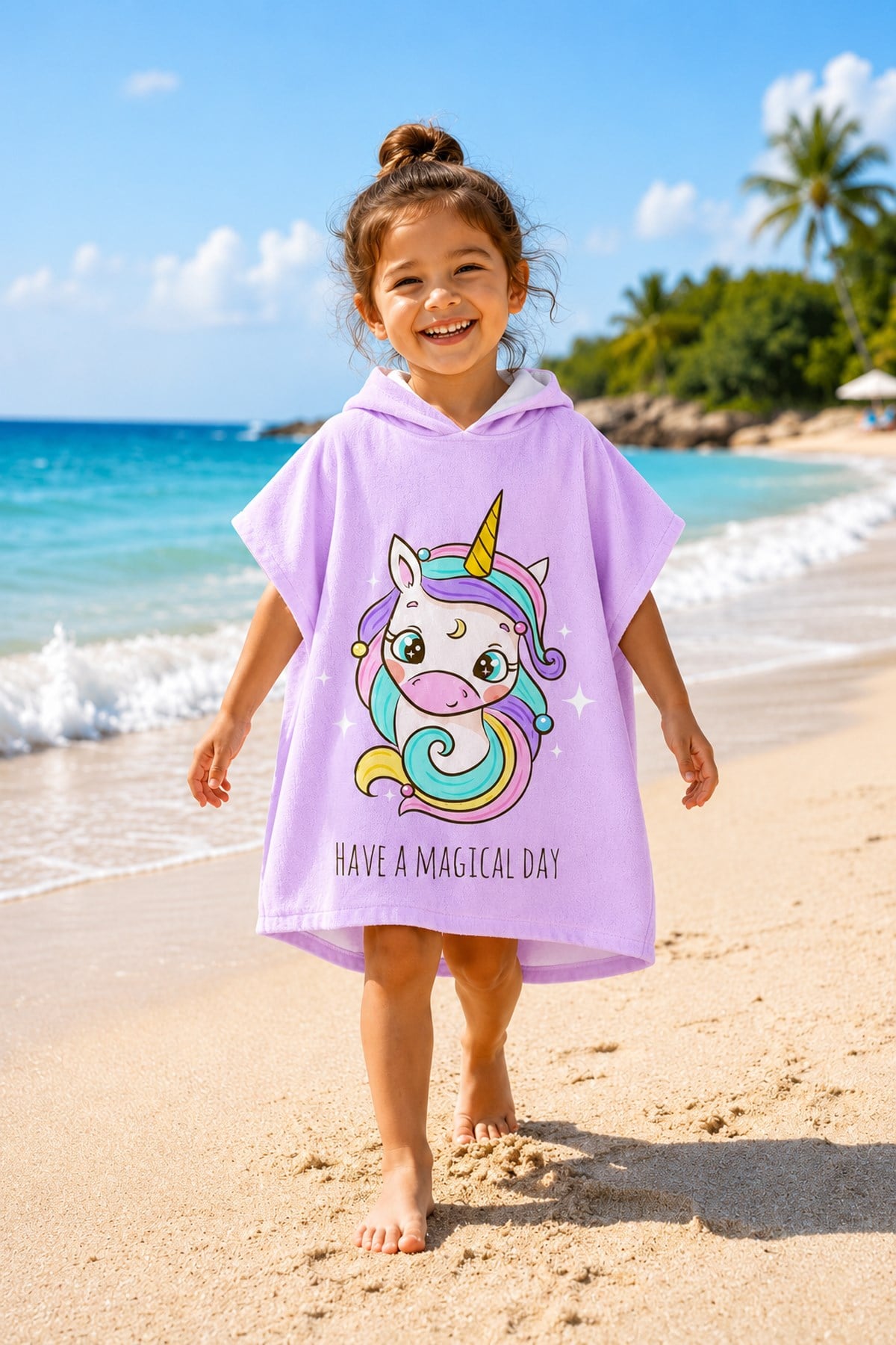 Evdek Magical Unicorn Çocuk Panço Plaj Havlusu
