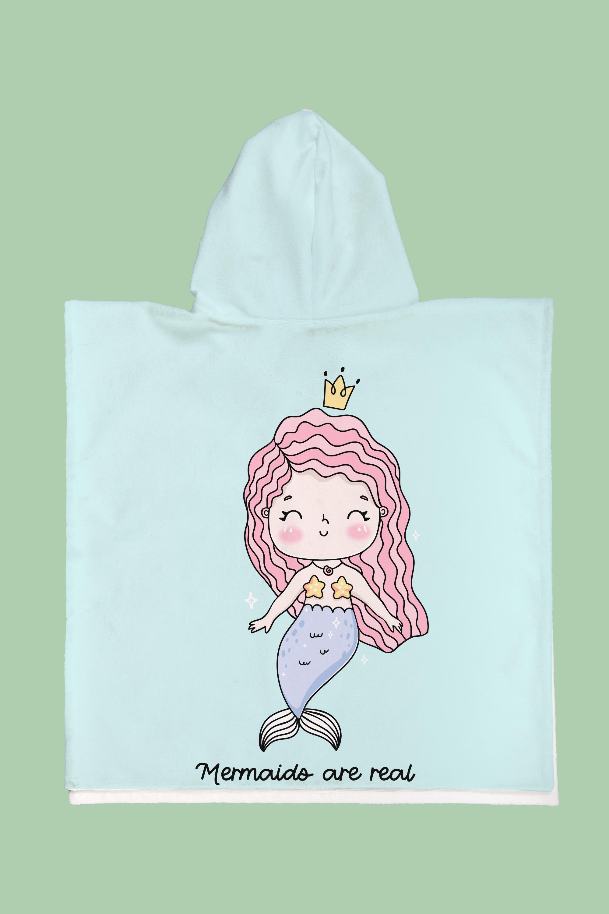 Evdek Mermaid Çocuk Panço Plaj Havlusu