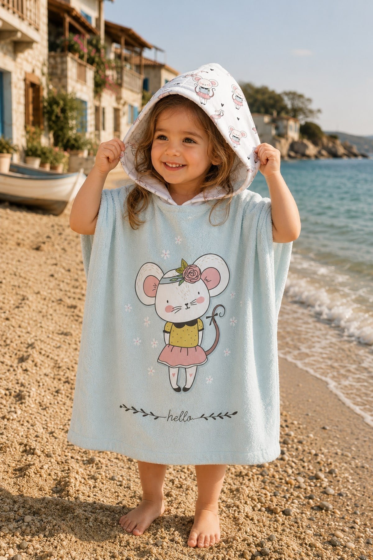 Evdek Pleasant Mouse Çocuk Panço Plaj Havlusu