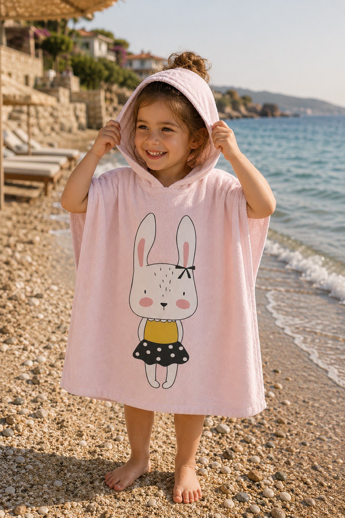 Evdek Skirted Bunny Çocuk Panço Plaj Havlusu