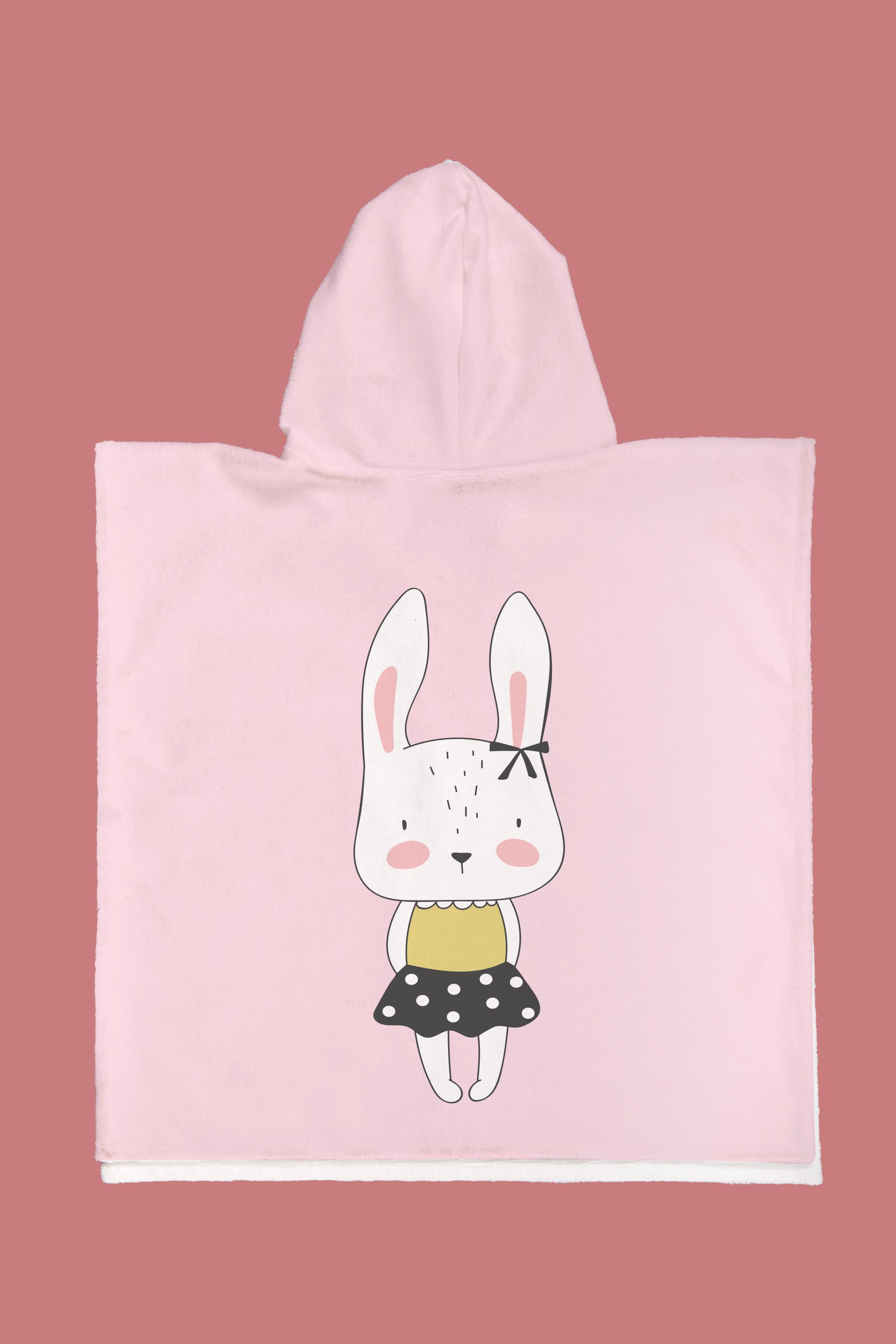 Evdek Skirted Bunny Çocuk Panço Plaj Havlusu