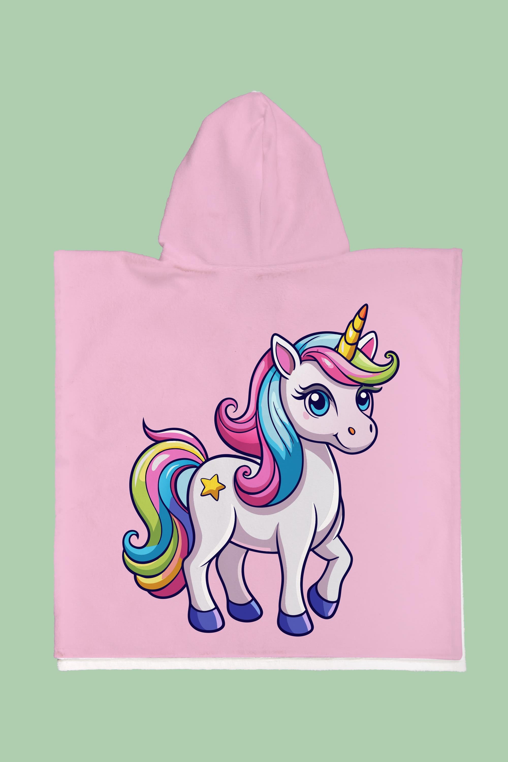 Evdek Star Unicorn Çocuk Panço Plaj Havlusu