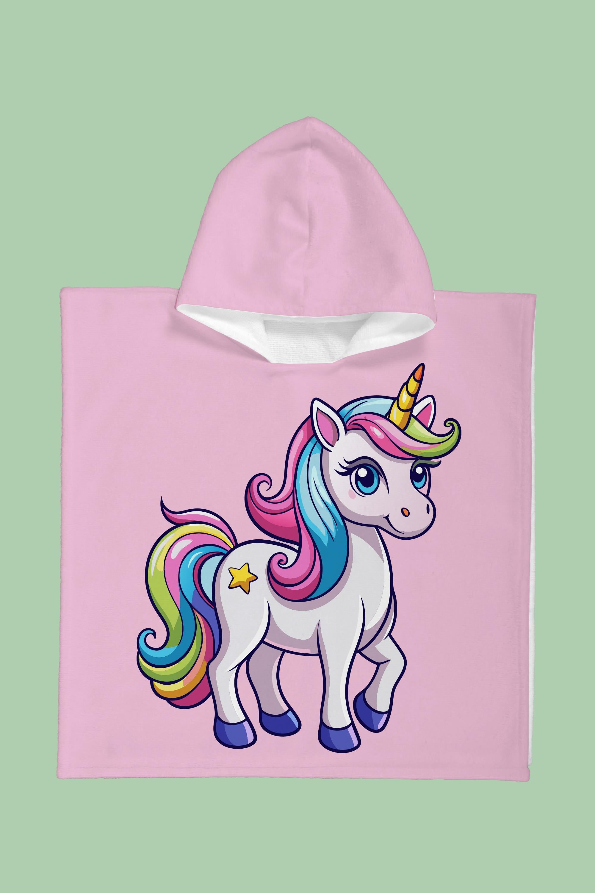 Evdek Star Unicorn Çocuk Panço Plaj Havlusu