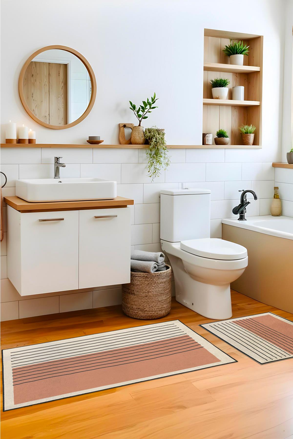 Evdek Striped Spring 2li Banyo Paspas Takım