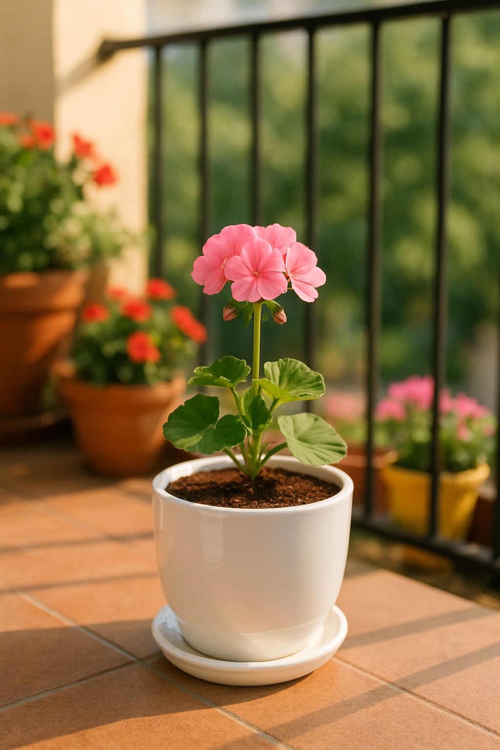 Evdek Tabaklı Beyaz Çömlek Saksı 19x19 Cm