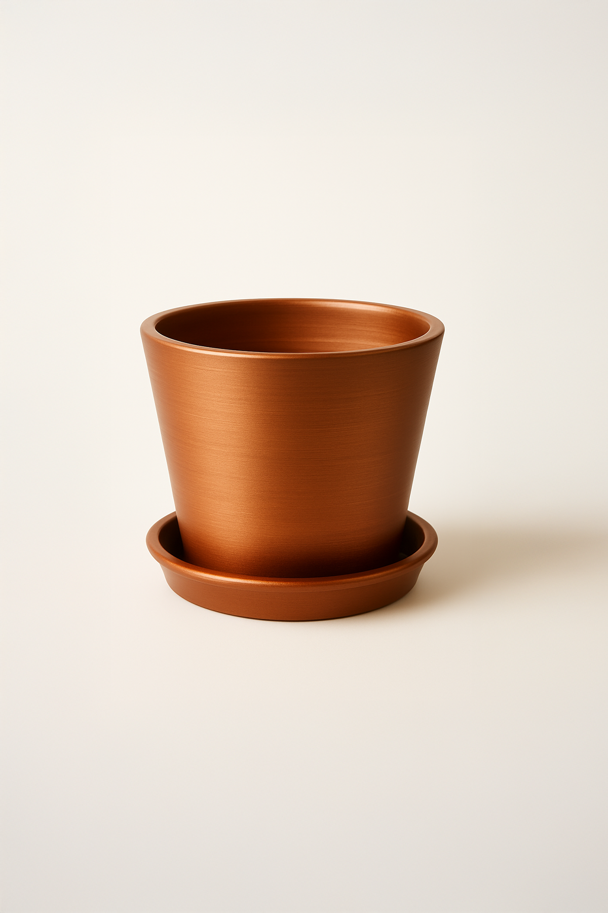 Evdek Tabaklı Bronz Konik Çömlek Saksı 16x16 Cm