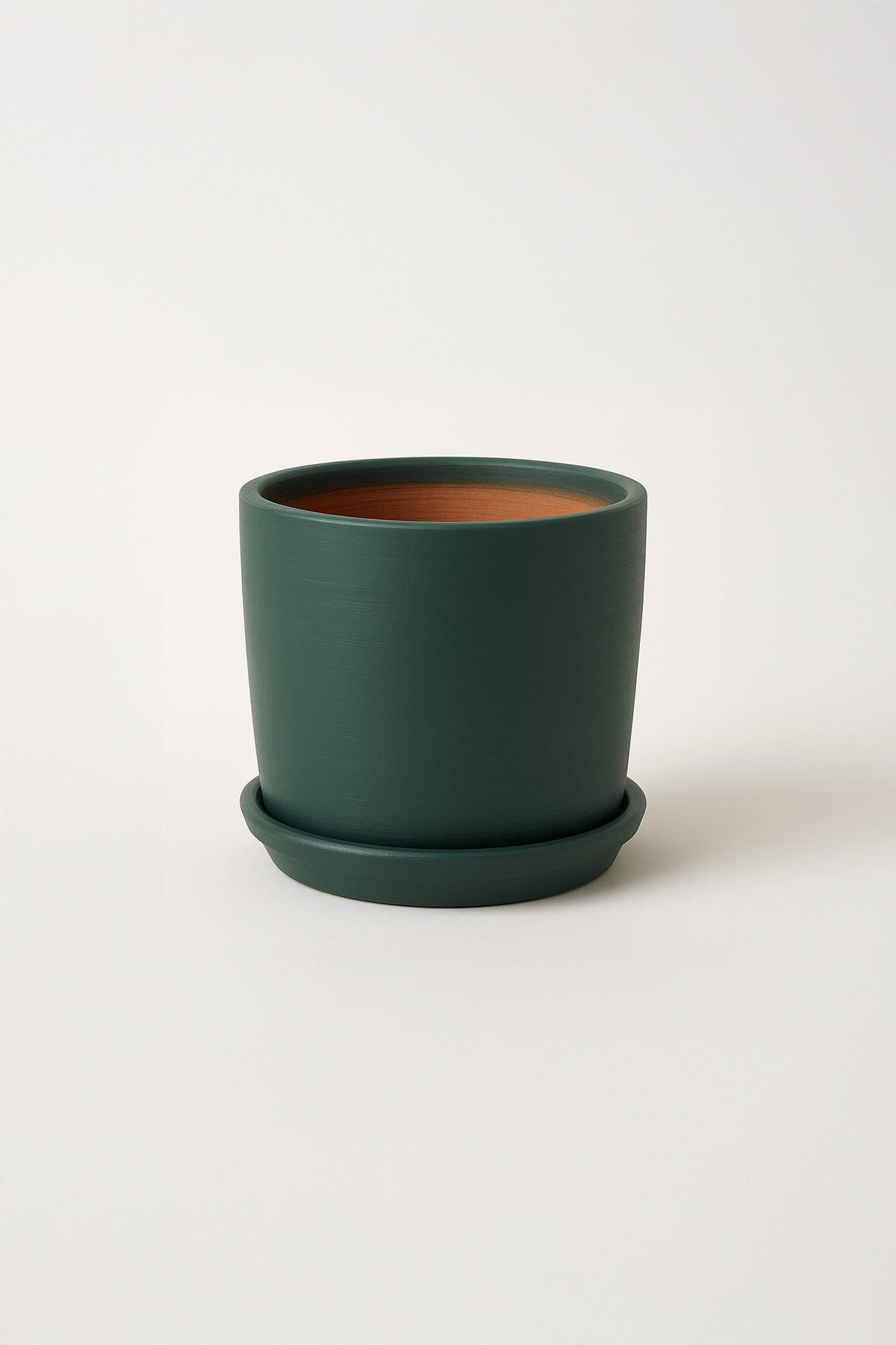 Evdek Tabaklı Haki Yeşil Silindirik Çömlek Saksı 15x15 Cm