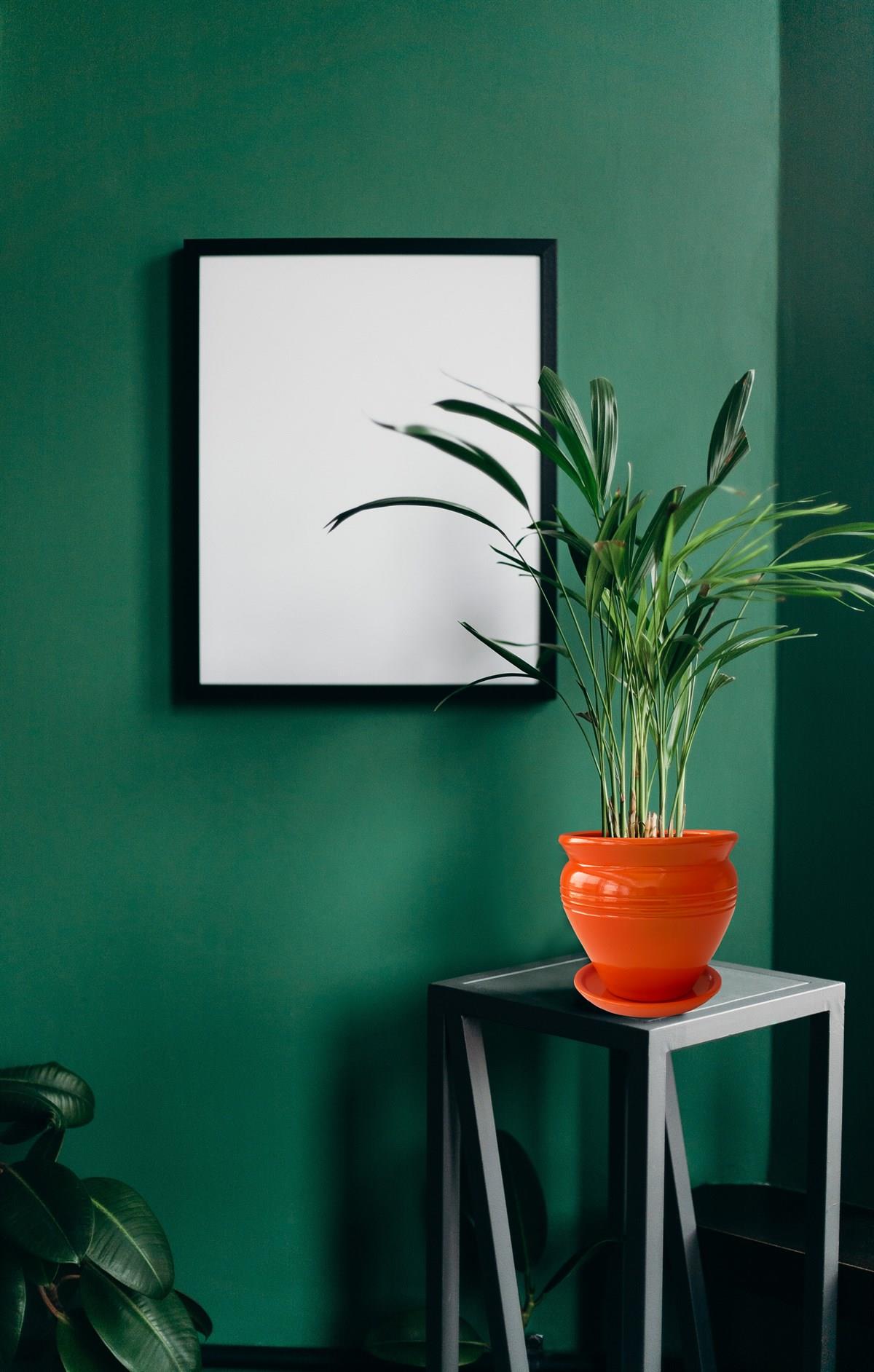 Evdek Tabaklı Klasik Turuncu Çömlek Saksı 22x22 Cm