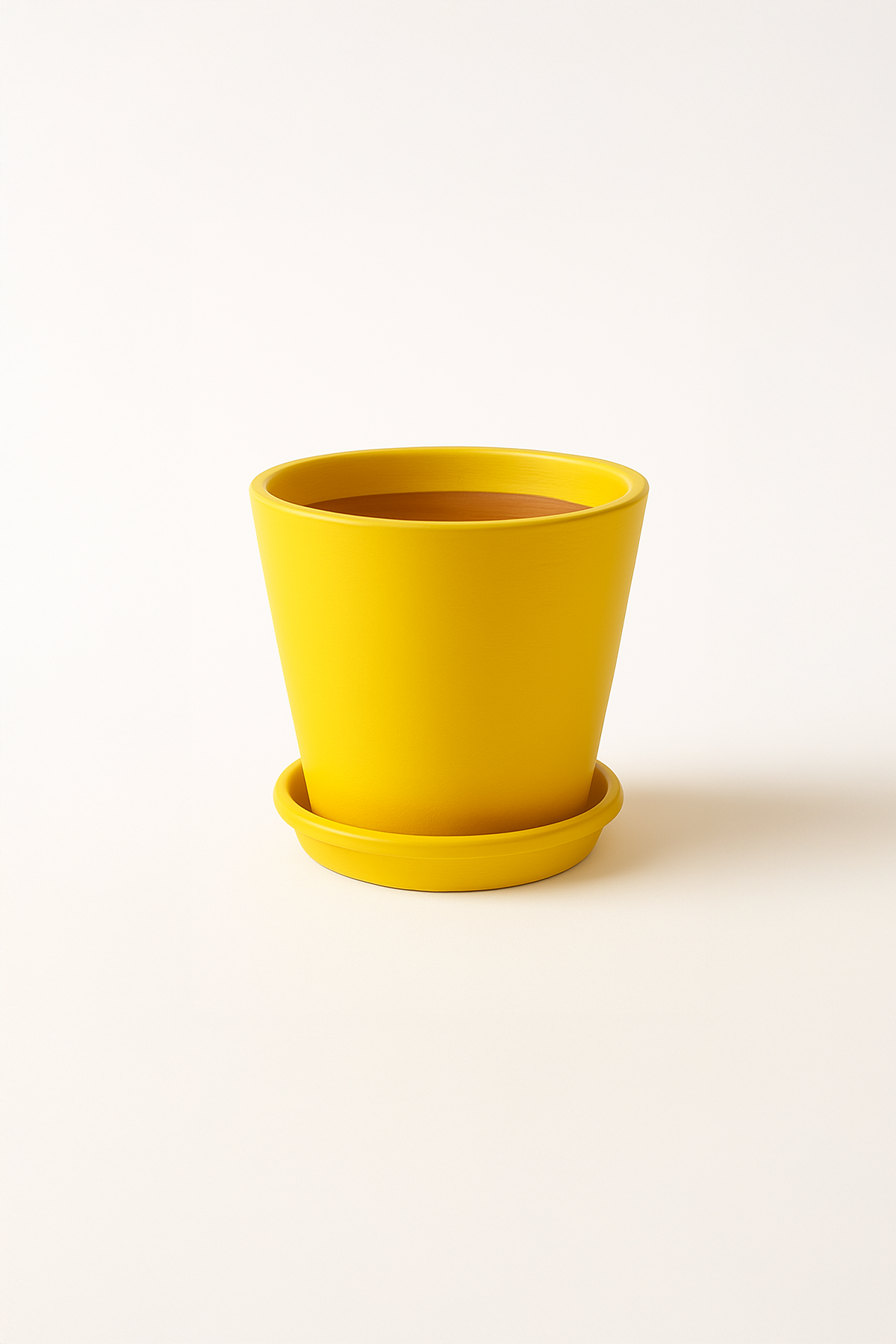 Evdek Tabaklı Sarı Konik Çömlek Saksı 14x15 Cm