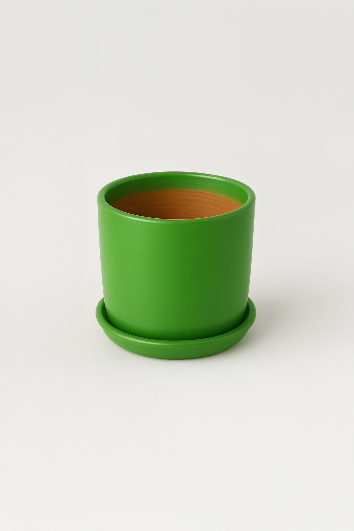 Evdek Tabaklı Yeşil Silindir Çömlek Saksı 22x22 Cm