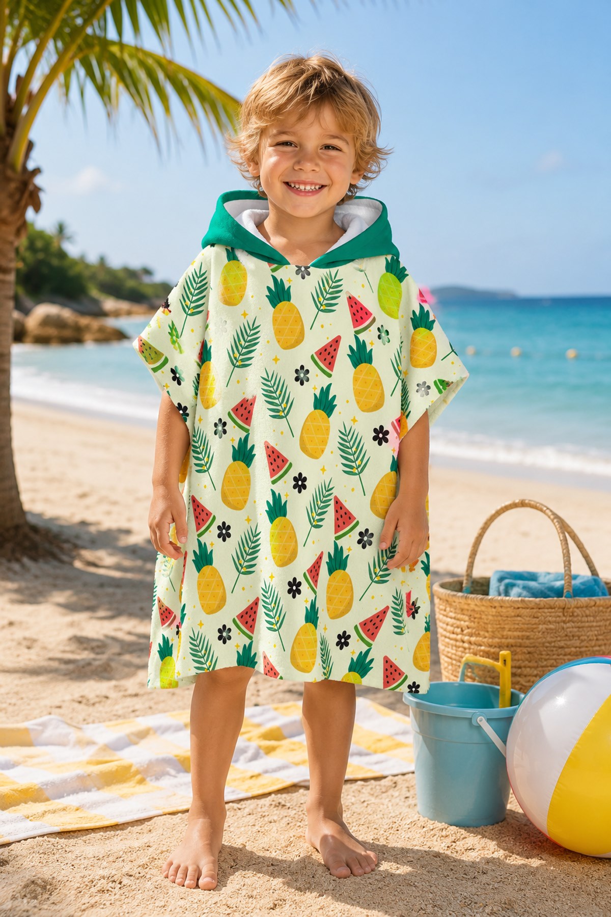Evdek Tropical Çocuk Panço Plaj Havlusu