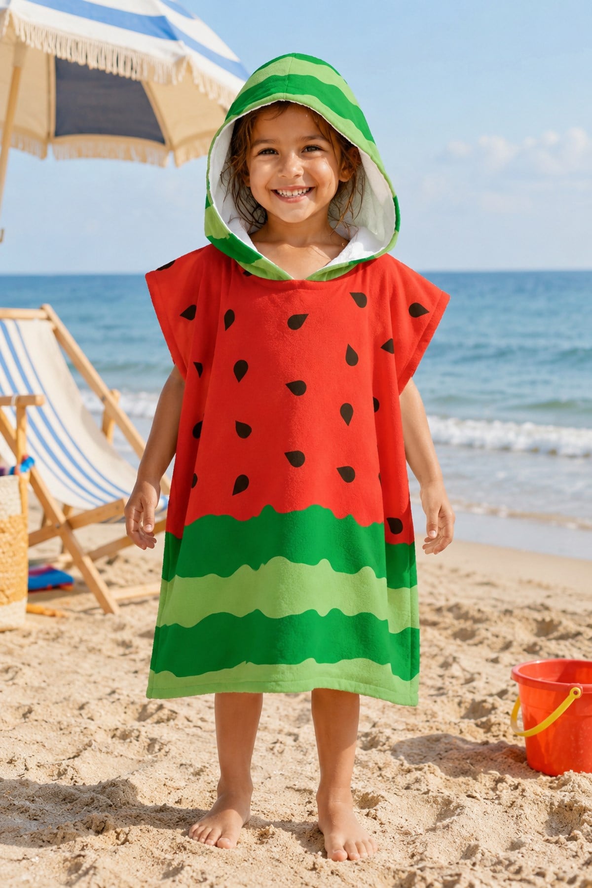 Evdek Watermelon Çocuk Panço Plaj Havlusu