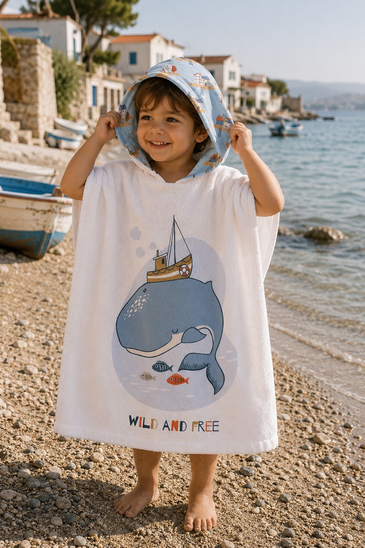 Evdek Whale Çocuk Panço Plaj Havlusu