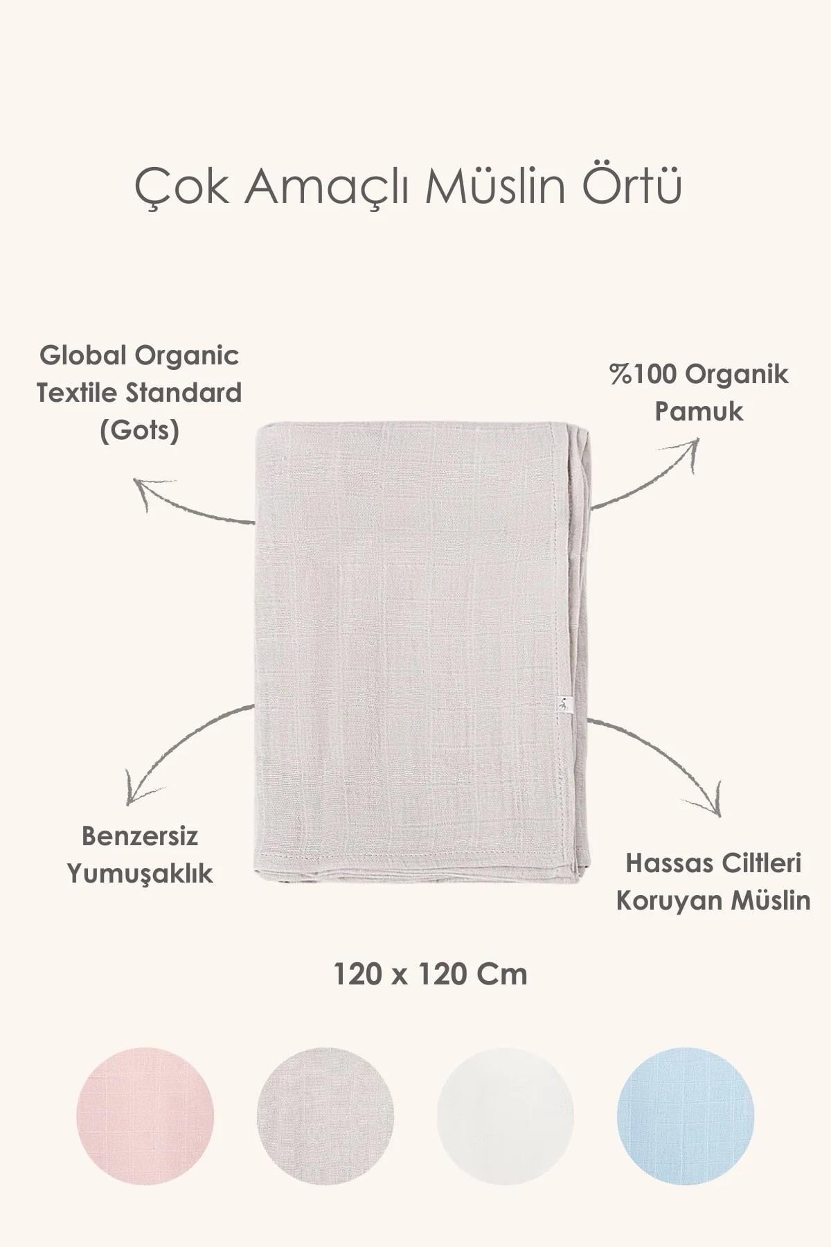İrya Bebemarin Çok Amaçlı Müslin Örtü Mavi 120x120 Cm