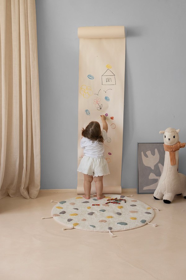 İrya Dot Çocuk Odası Paspası Yuvarlak Ekru 90x90 Cm