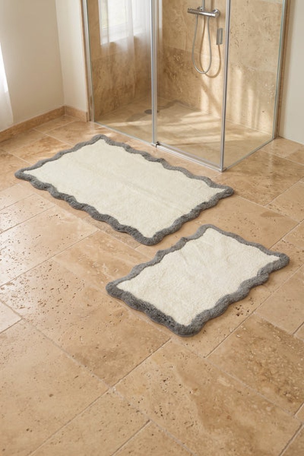 İrya Scallop Banyo Paspası Açık Gri 40x60+60x90 Cm