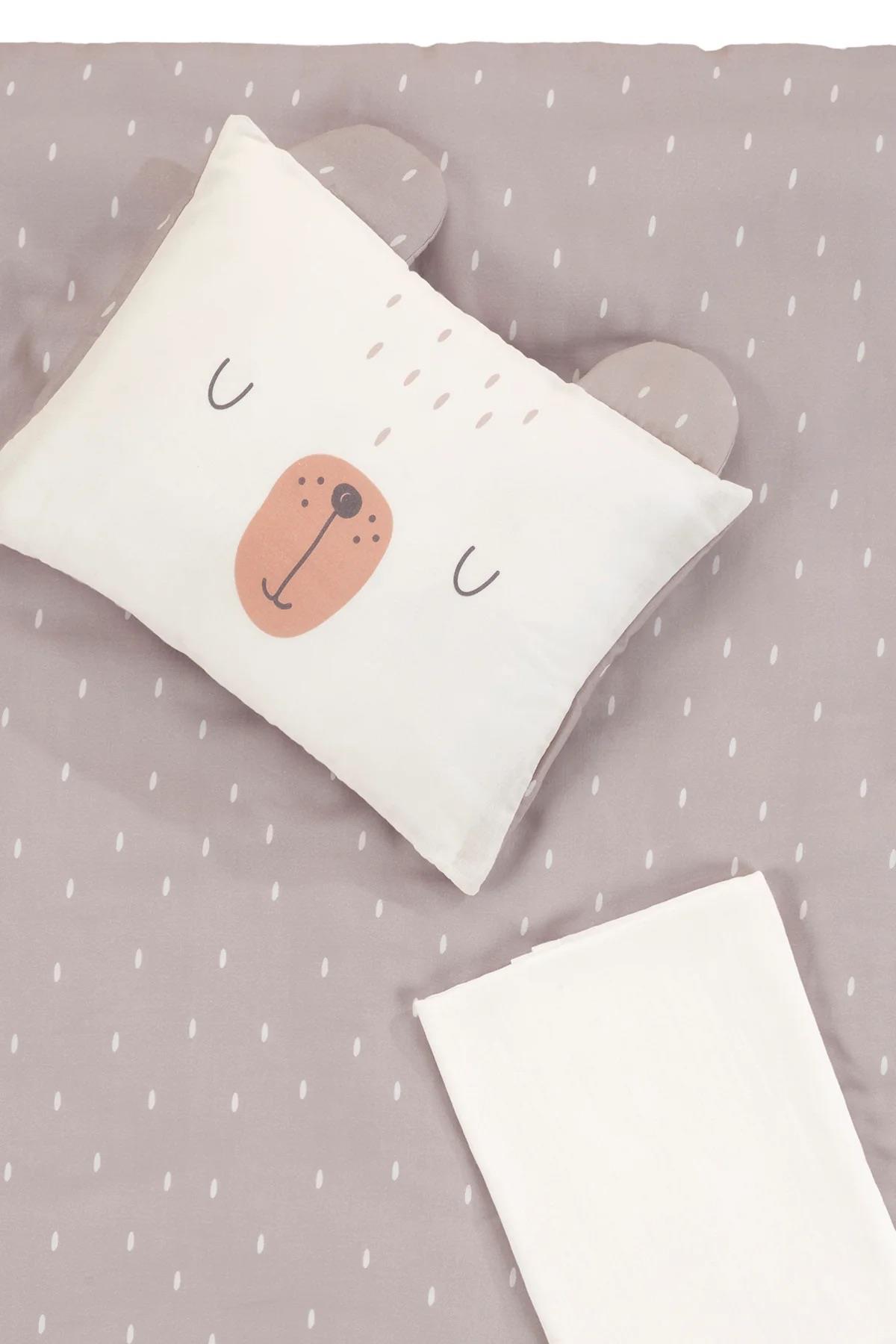 İrya Tiny Bear Organik Pamuk Müslin Çocuk Nevresim Takımı Bej