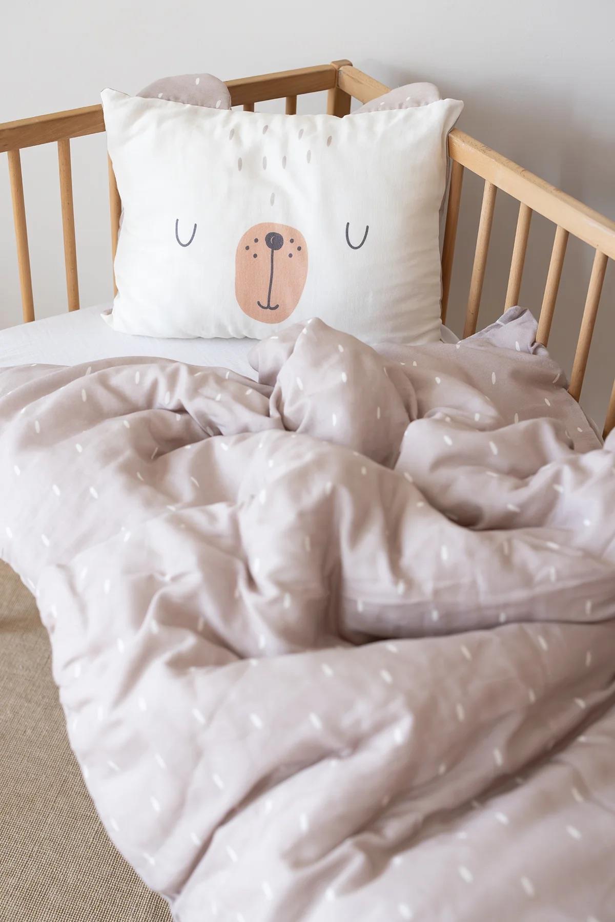 İrya Tiny Bear Organik Pamuk Müslin Çocuk Nevresim Takımı Bej